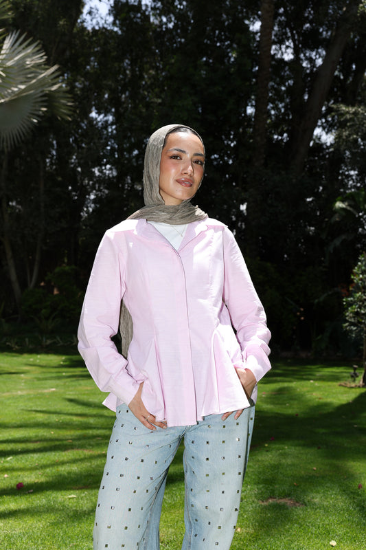 Line-stripe shirt in pink