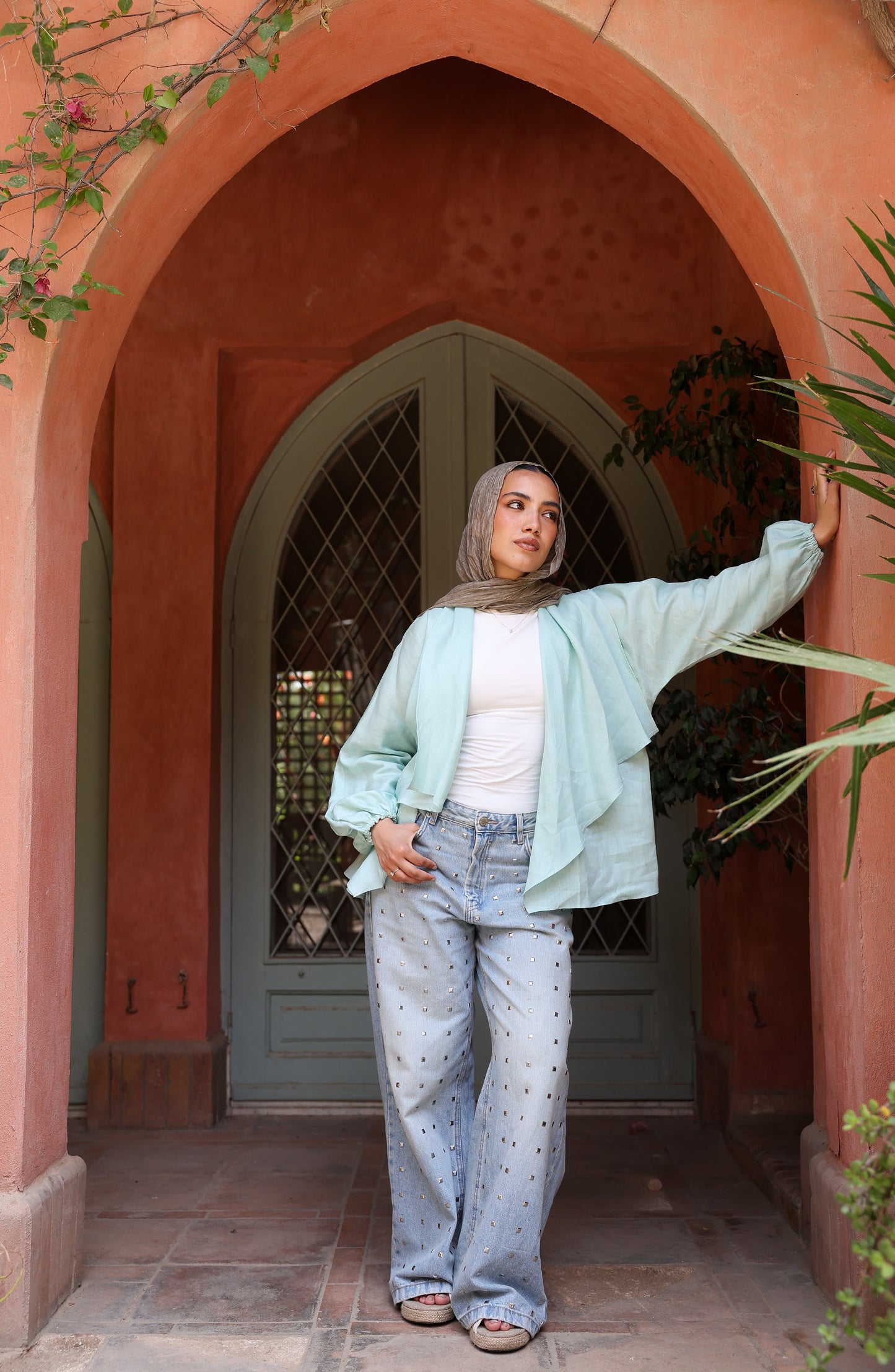 Sunny Weave pure linen cardigan in cool mint