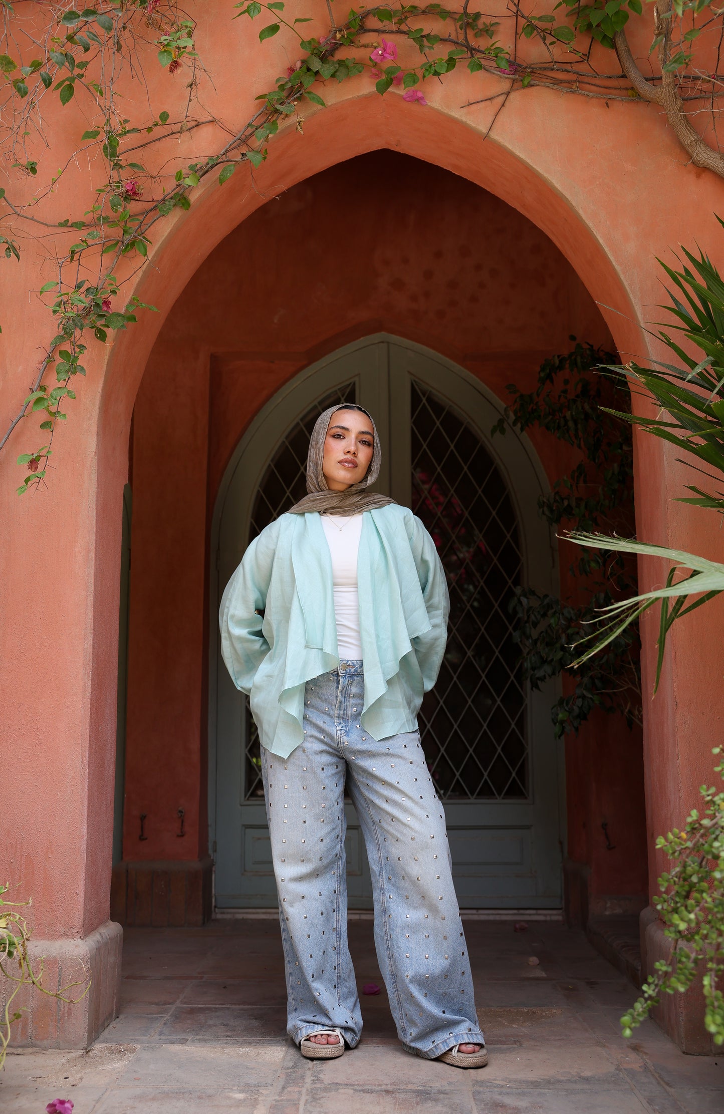 Sunny Weave pure linen cardigan in cool mint