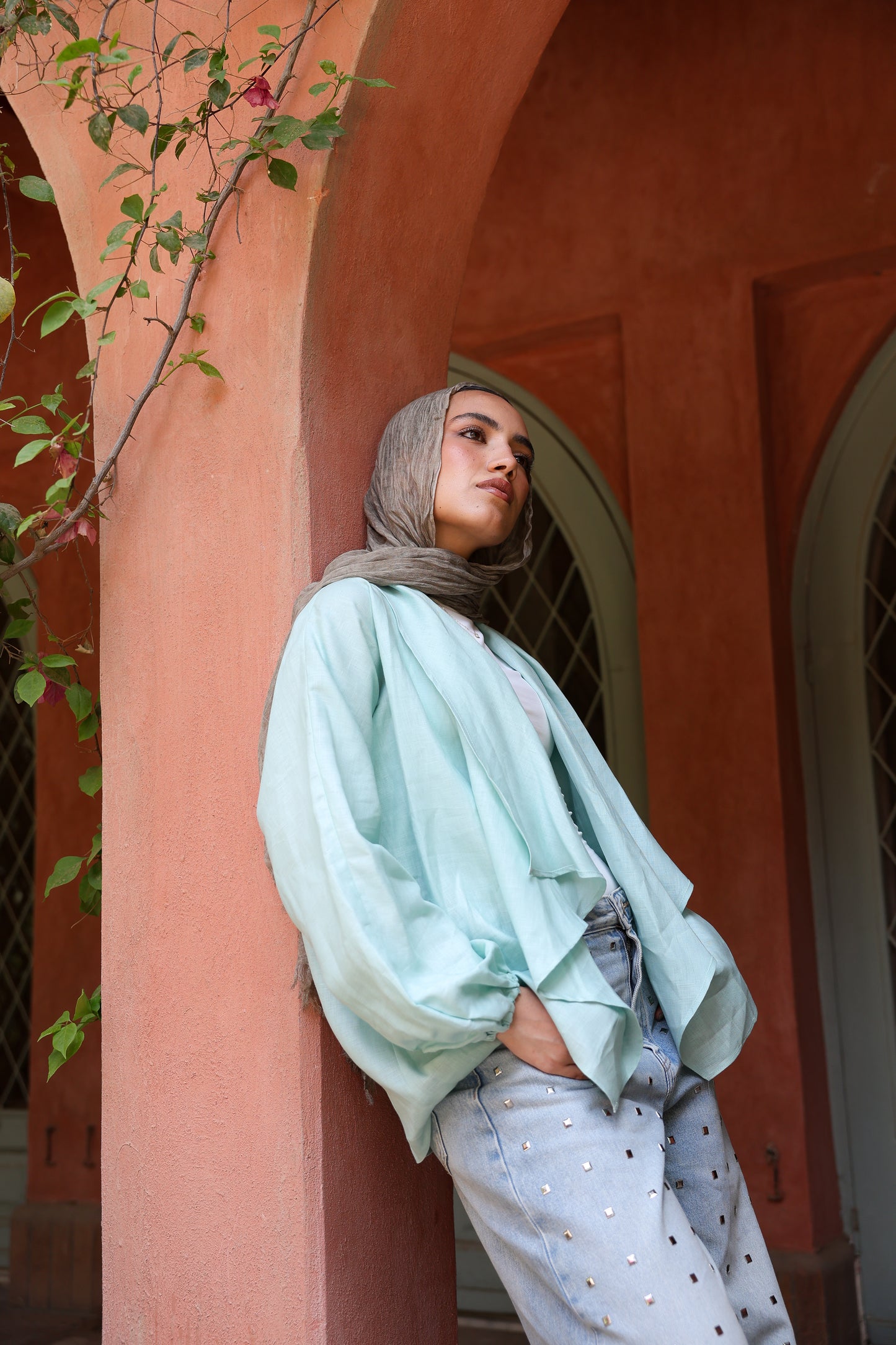 Sunny Weave pure linen cardigan in cool mint