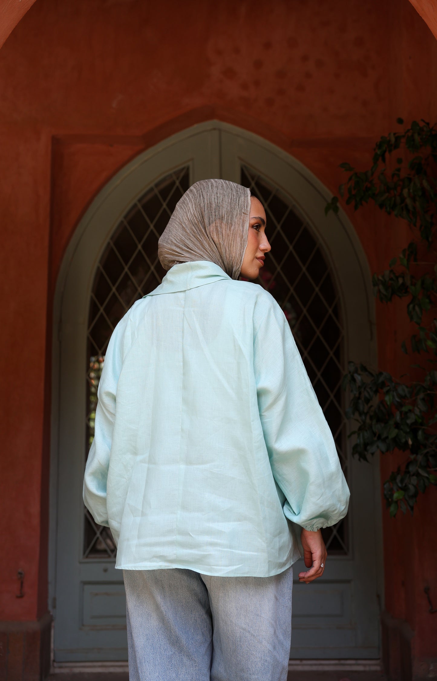 Sunny Weave pure linen cardigan in cool mint
