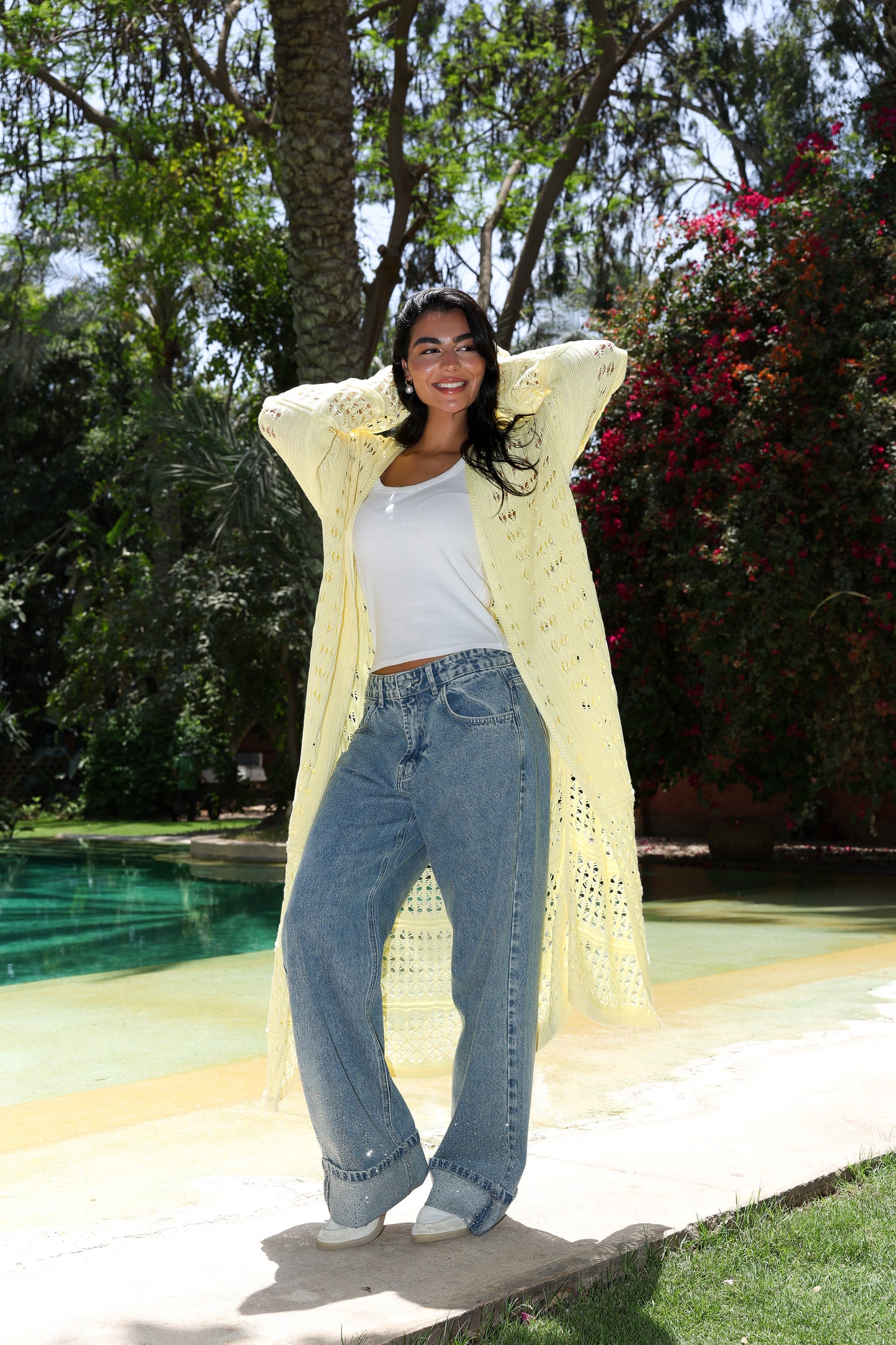 Sheer Knit Cardigan in Yellow