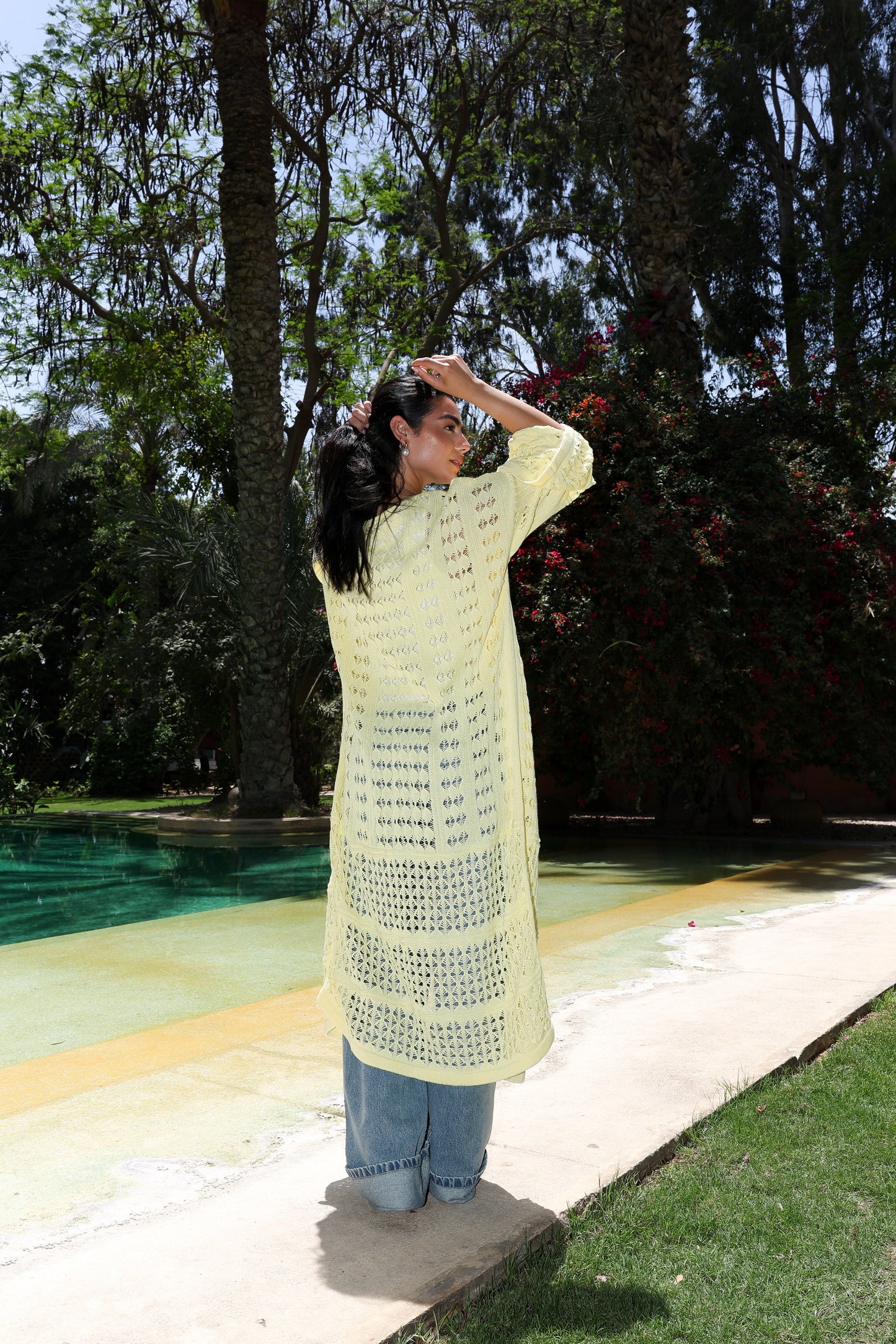 Sheer Knit Cardigan in Yellow