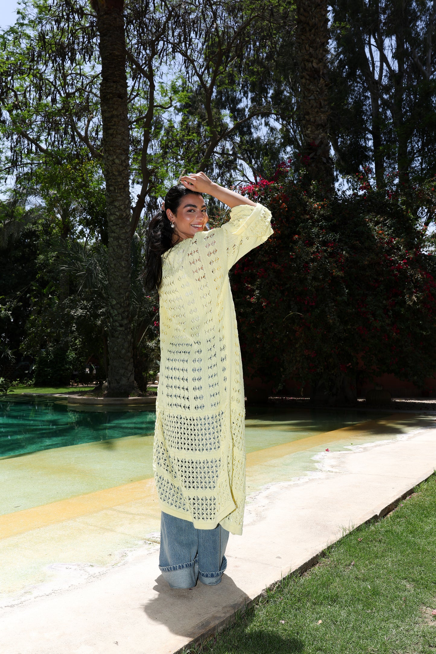 Sheer Knit Cardigan in Yellow