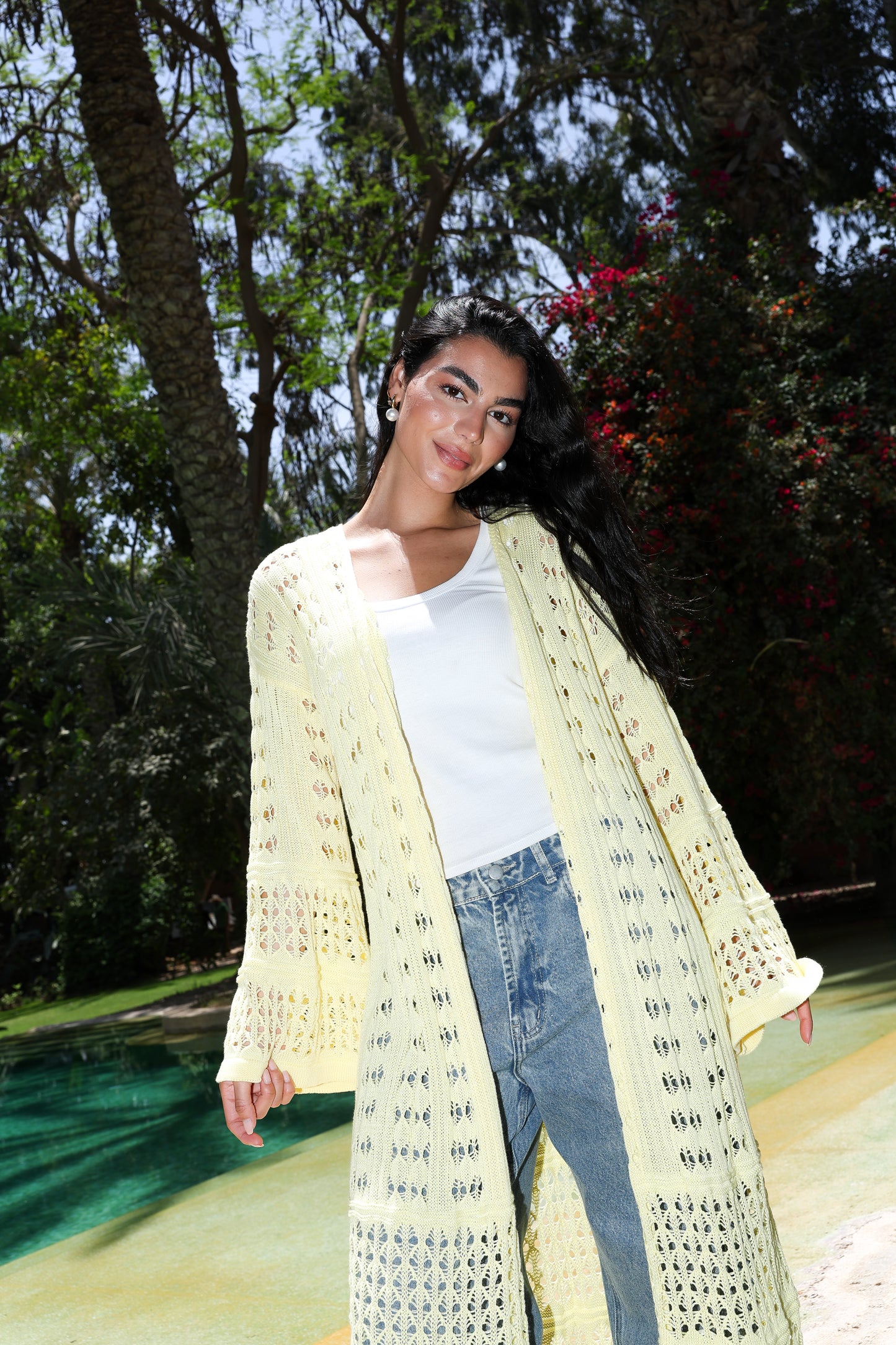 Sheer Knit Cardigan in Yellow