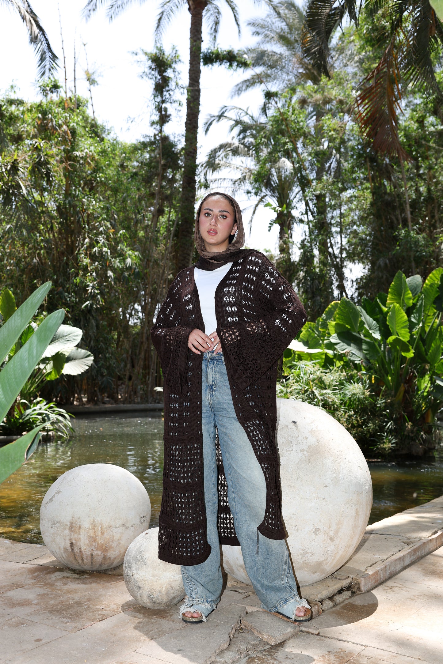 Sheer Knit Cardigan in Dark chocolate