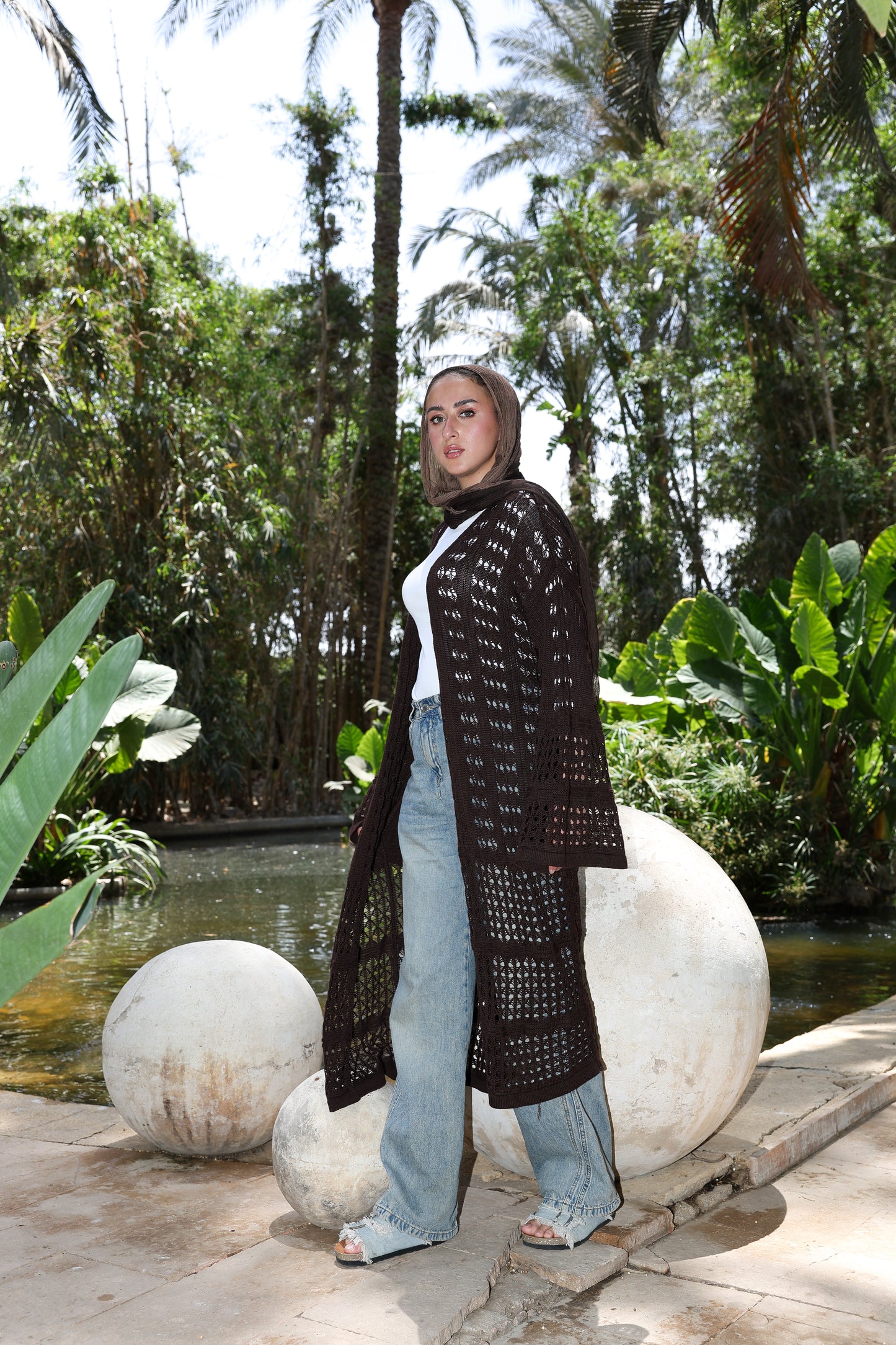 Sheer Knit Cardigan in Dark chocolate