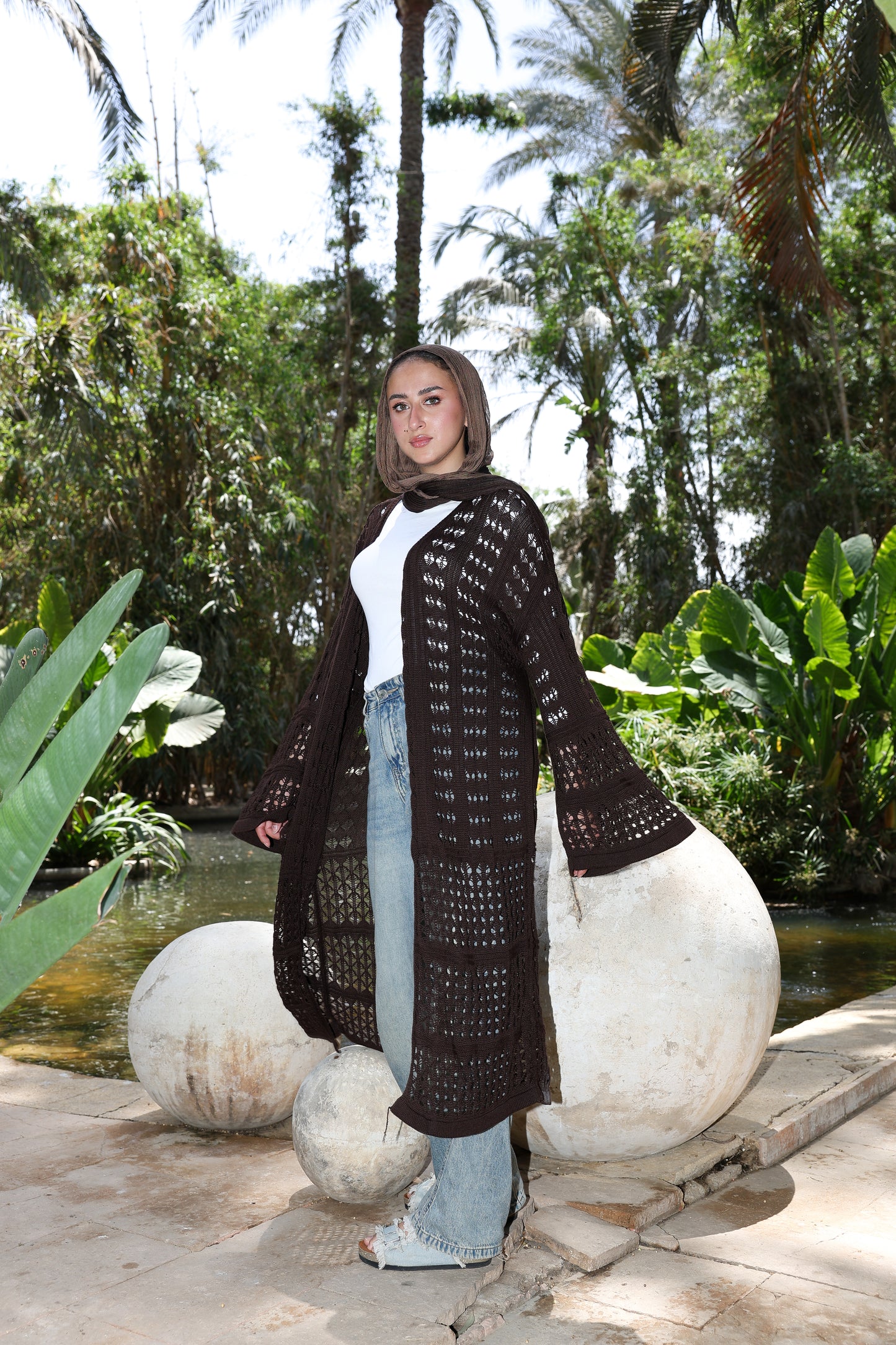 Sheer Knit Cardigan in Dark chocolate