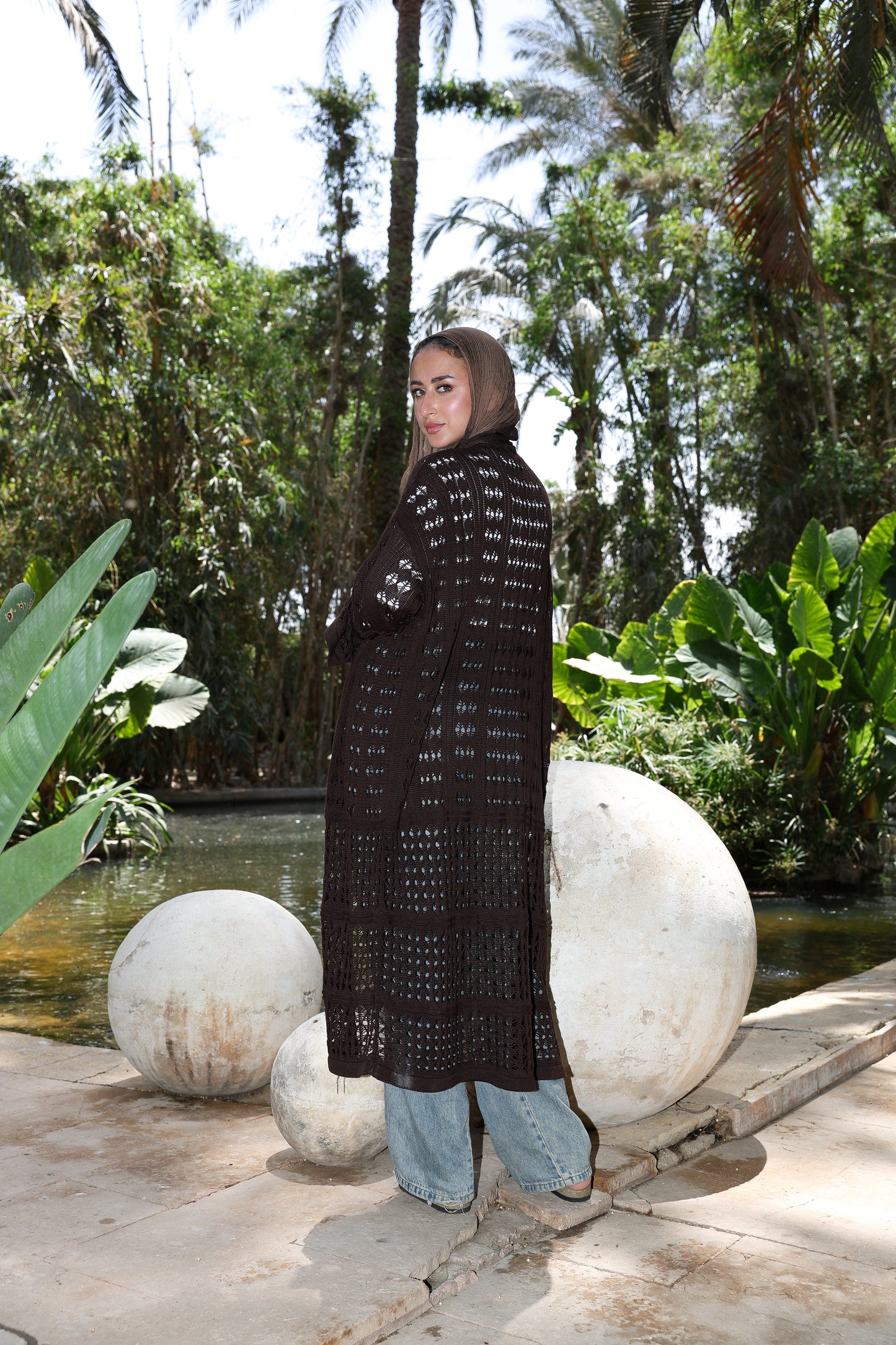 Sheer Knit Cardigan in Dark chocolate