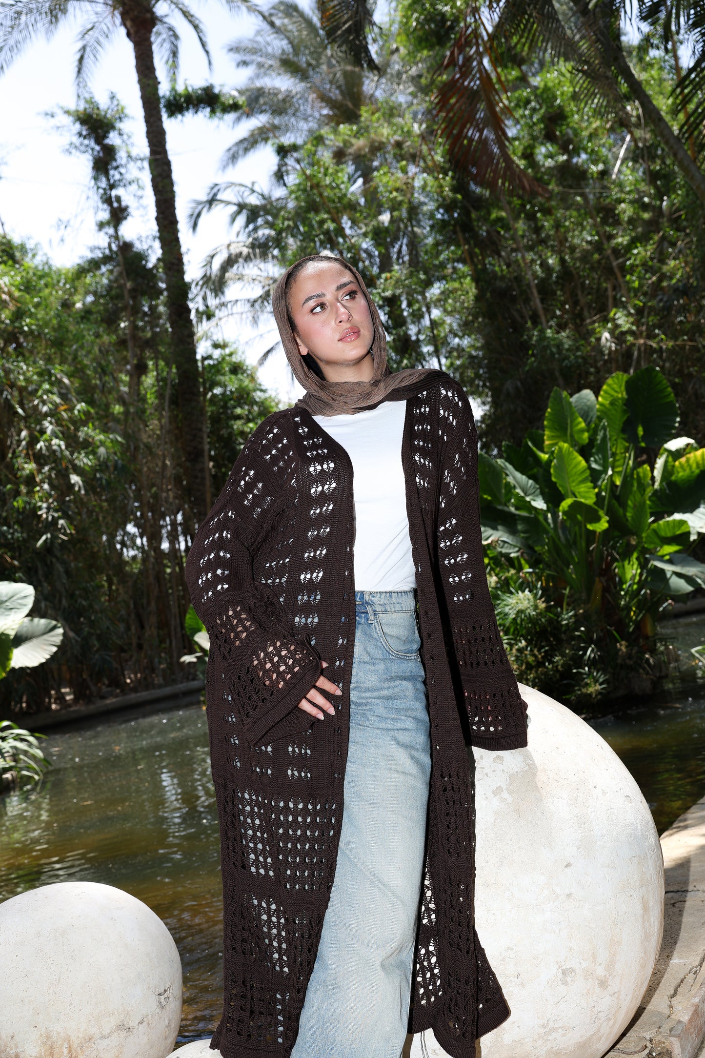 Sheer Knit Cardigan in Dark chocolate