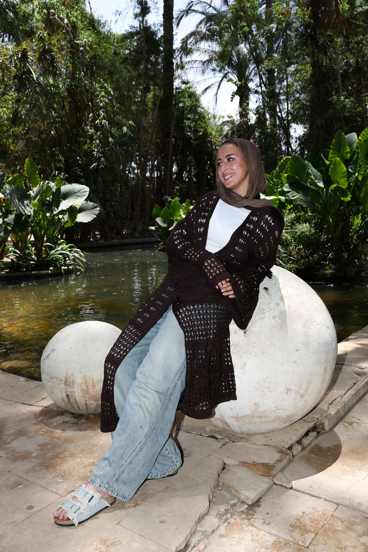 Sheer Knit Cardigan in Dark chocolate
