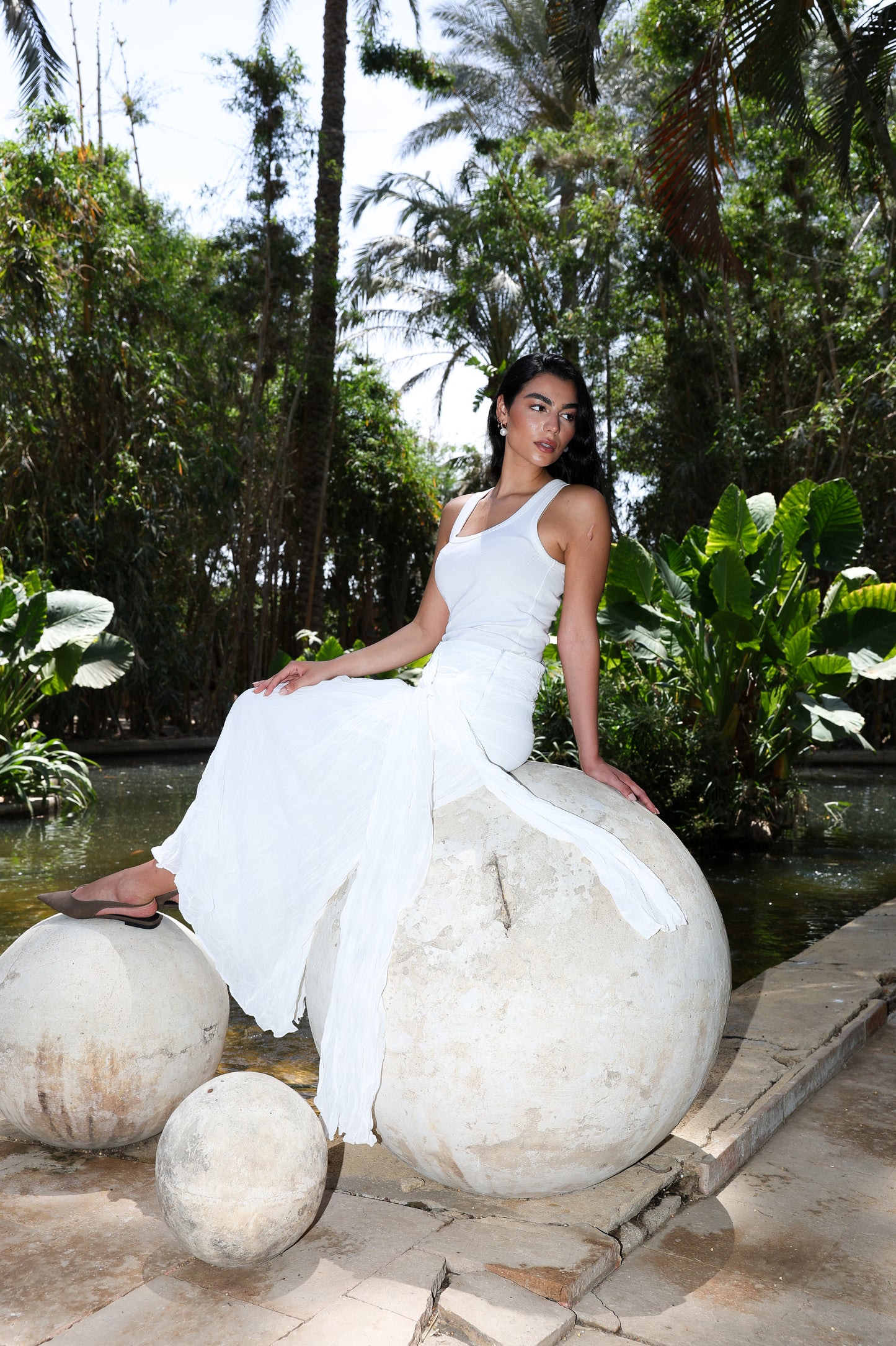 Angel Wings chiffon skirt in White fully lined **