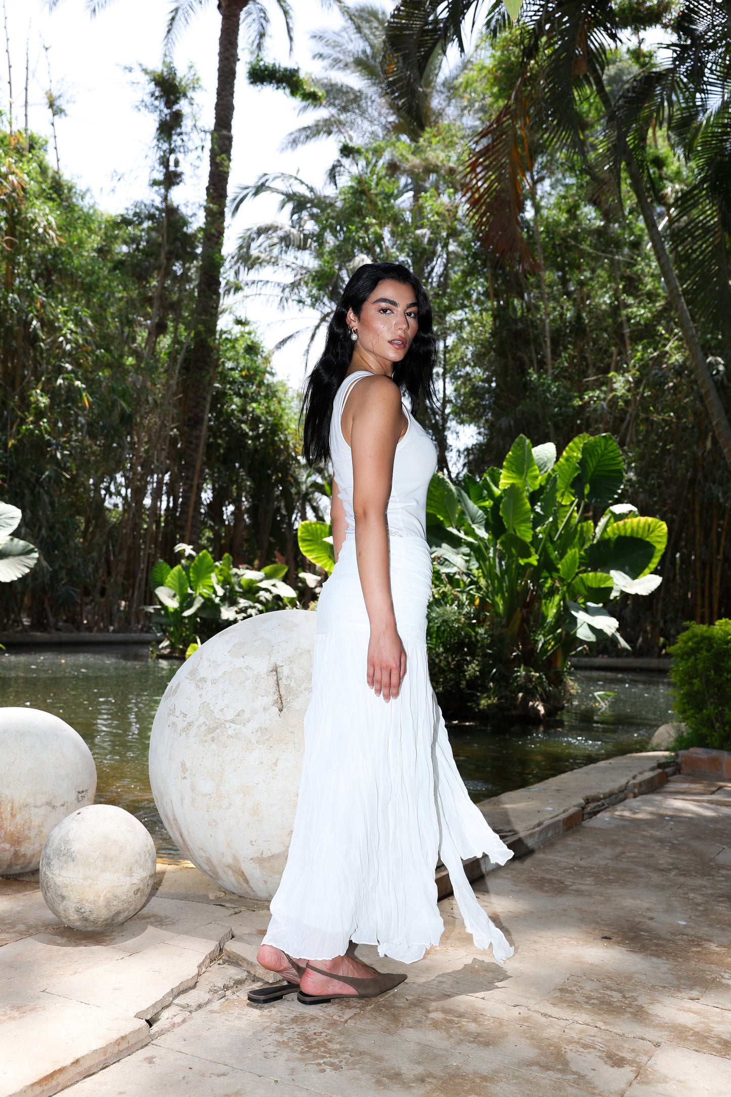 Angel Wings chiffon skirt in White fully lined **