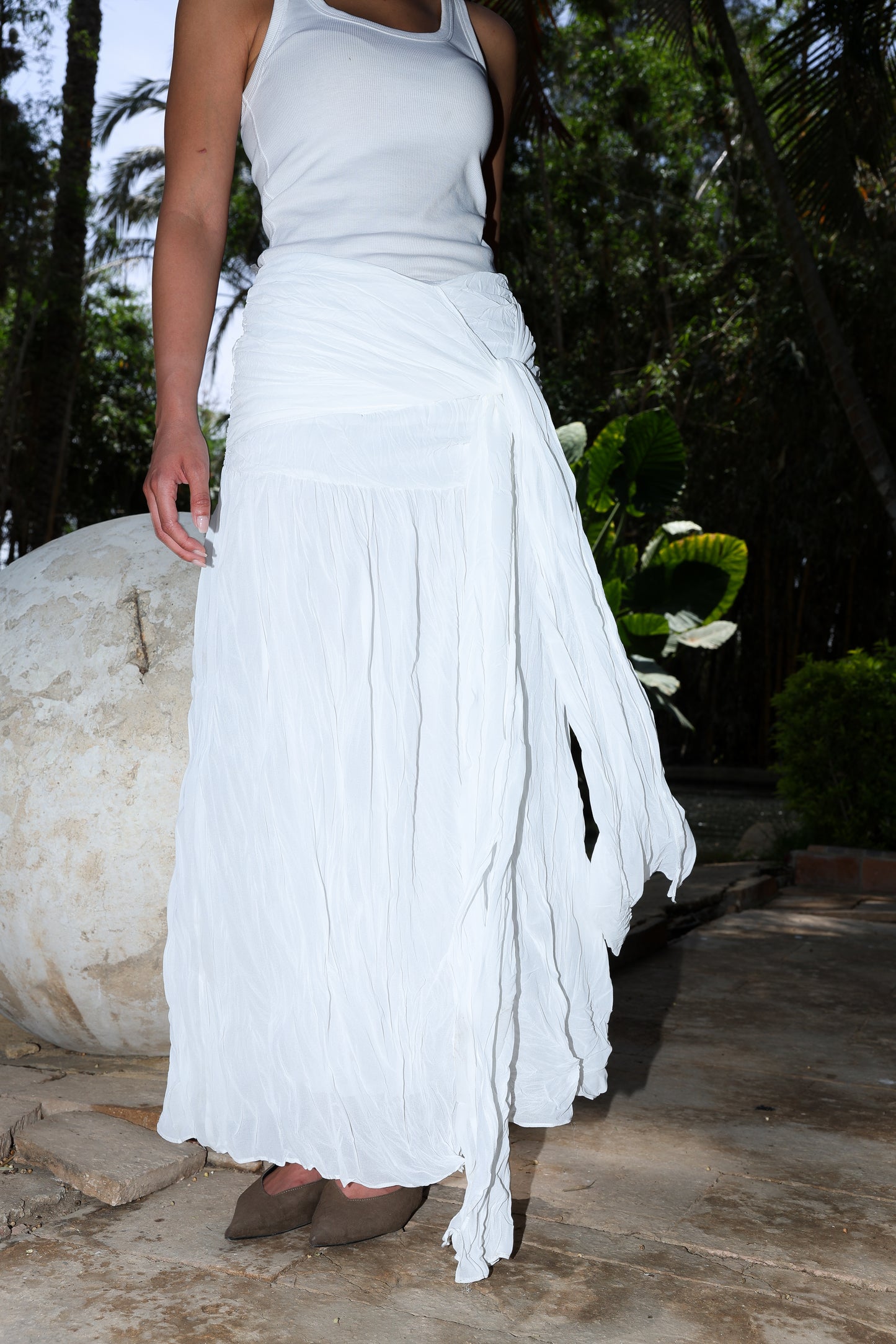 Angel Wings chiffon skirt in White fully lined **