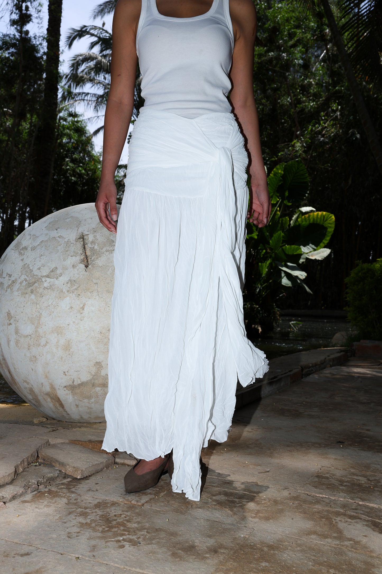 Angel Wings chiffon skirt in White fully lined **