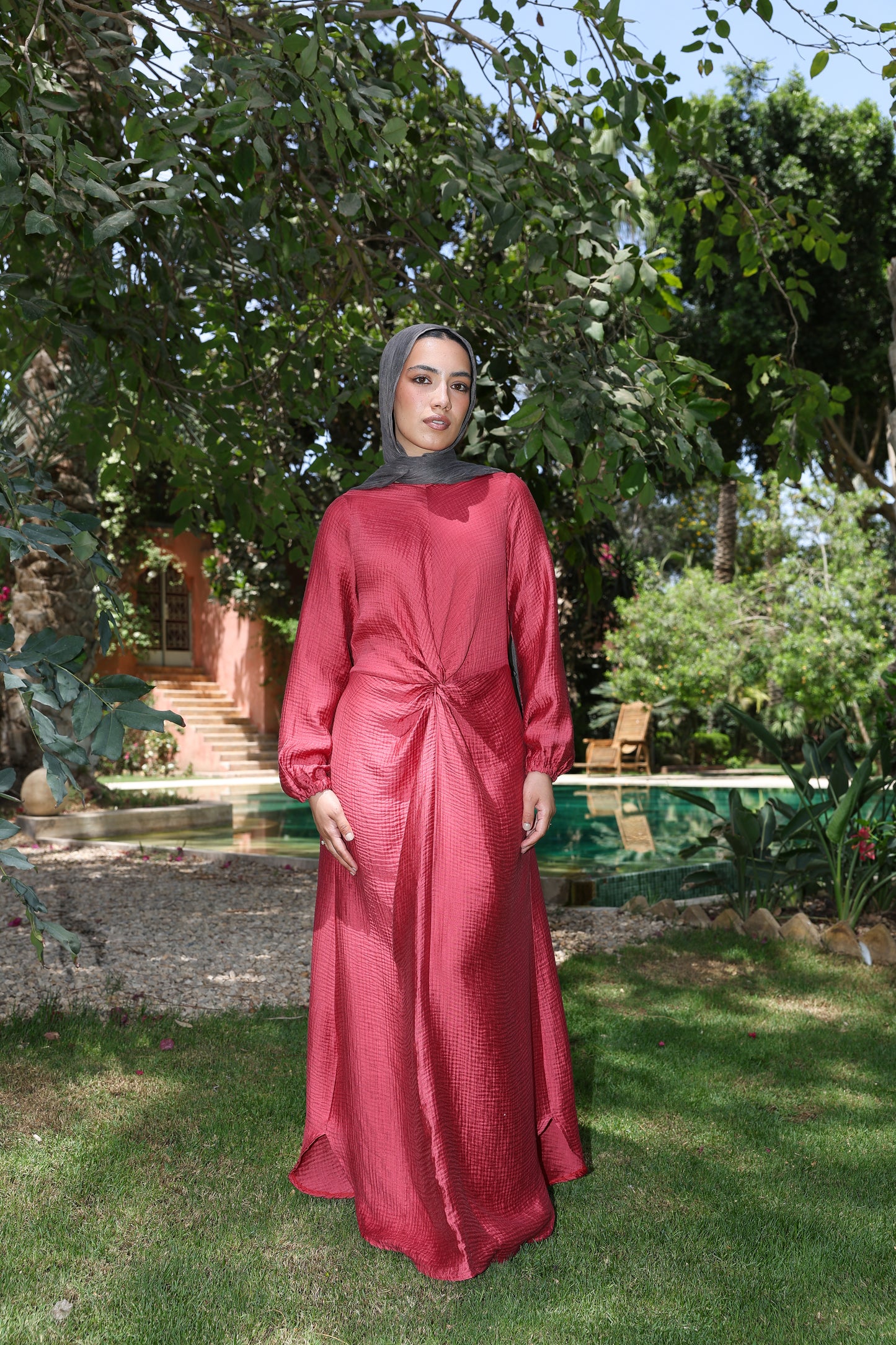Sofia dress in cherry red