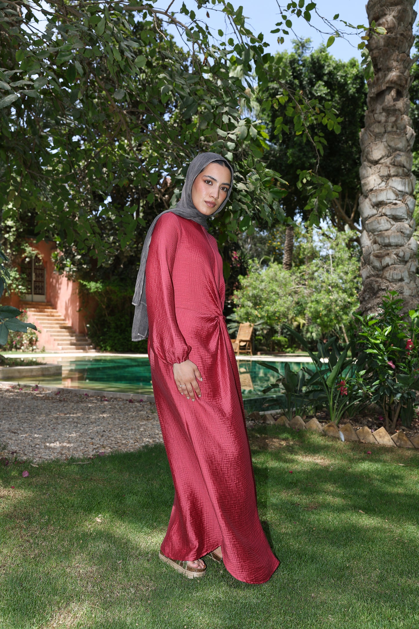Sofia dress in cherry red
