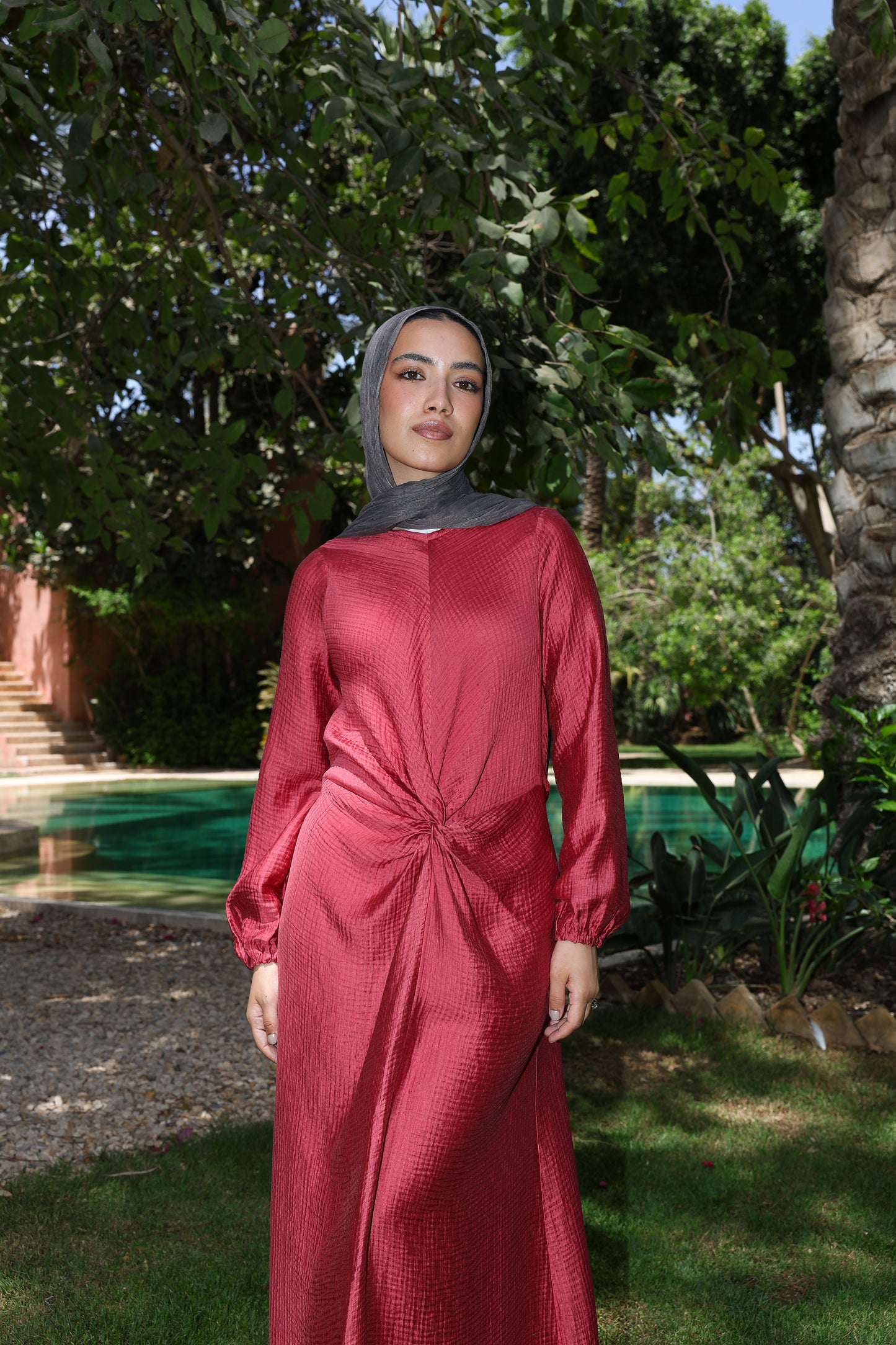 Sofia dress in cherry red