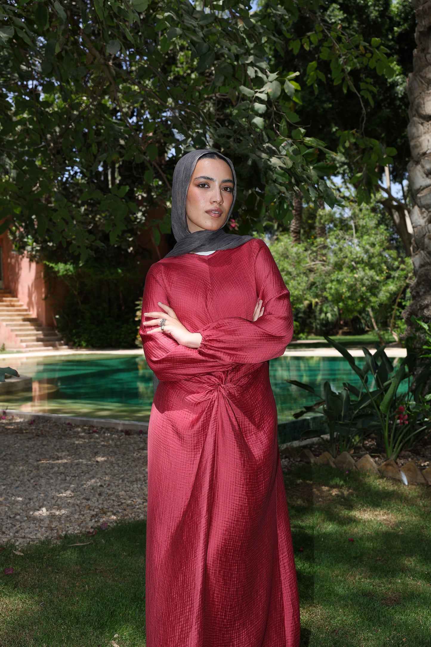 Sofia dress in cherry red
