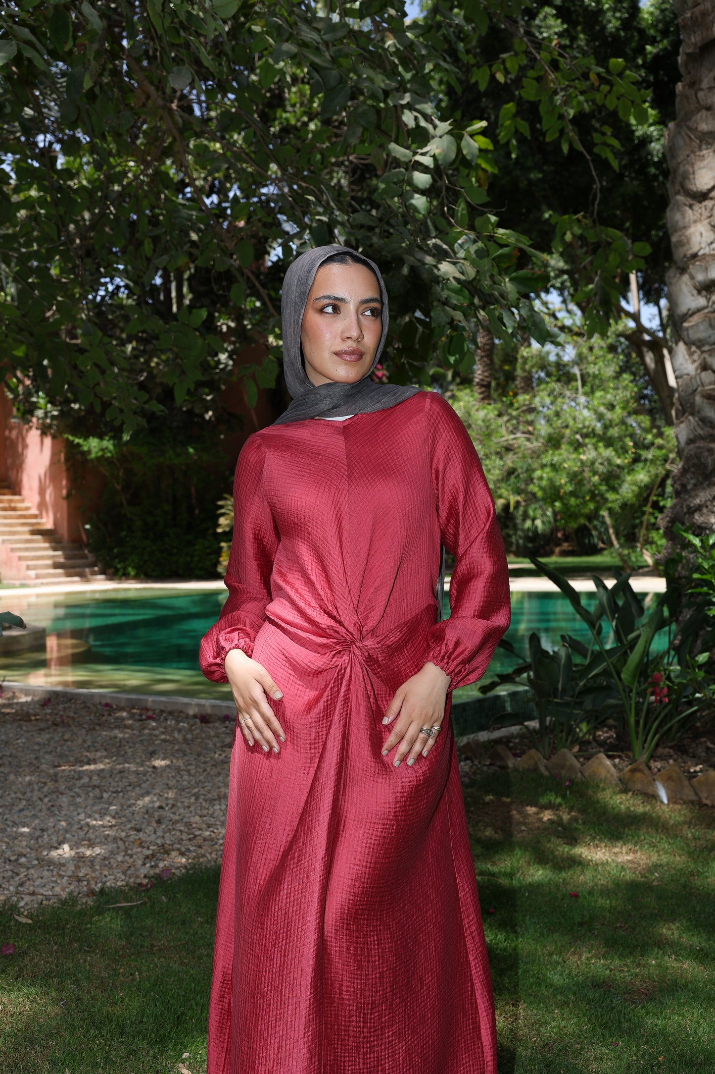 Sofia dress in cherry red