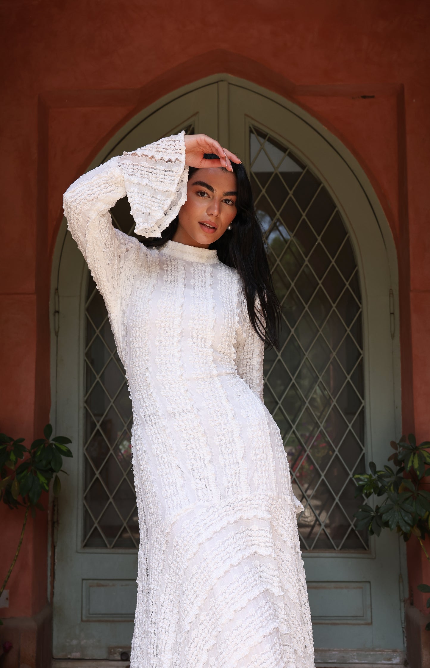 lace star dress in brown , fully lined**
