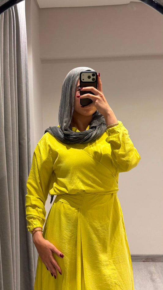 Greece linen dress in yellow