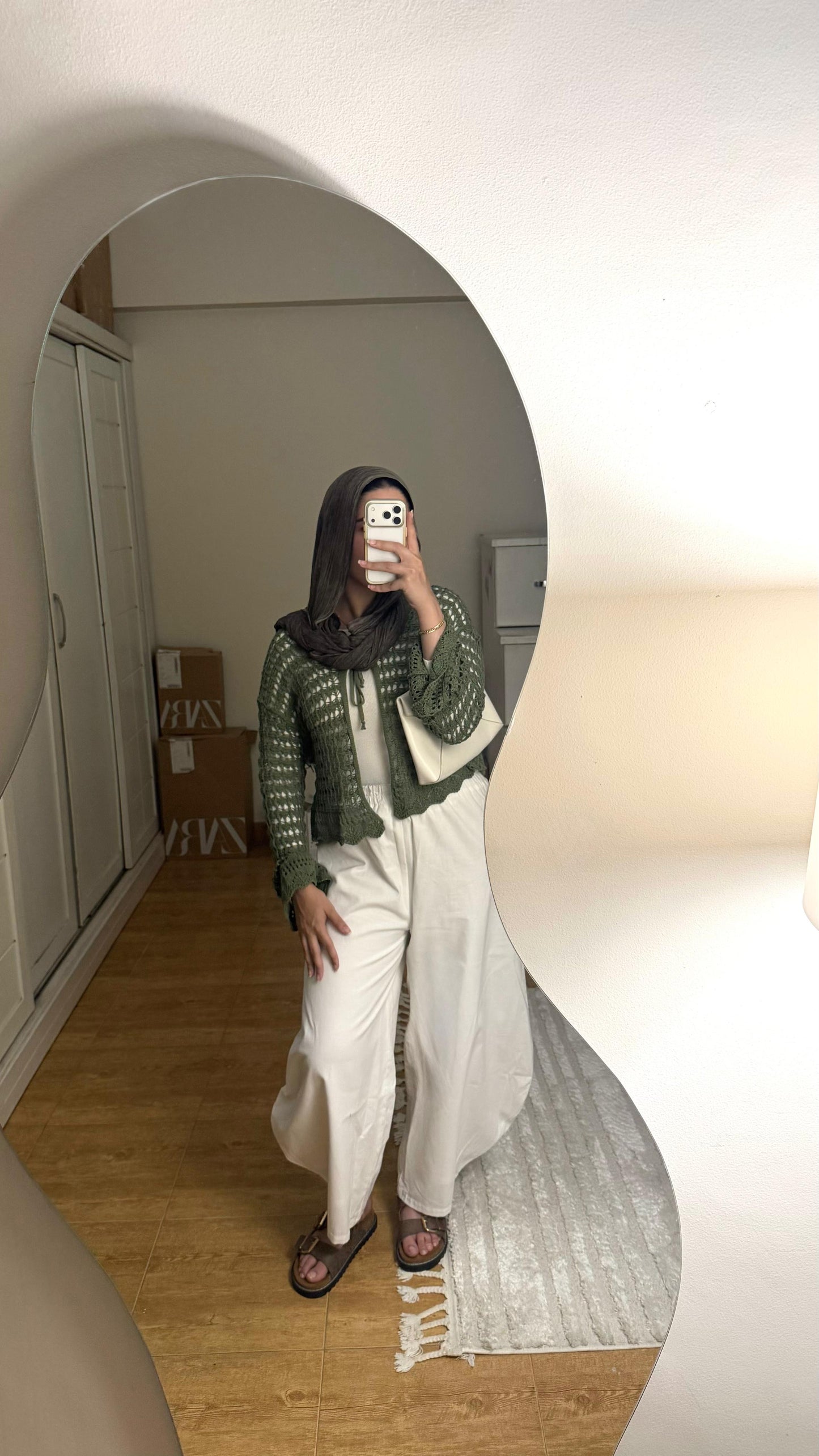 Knitted cardigan in olive