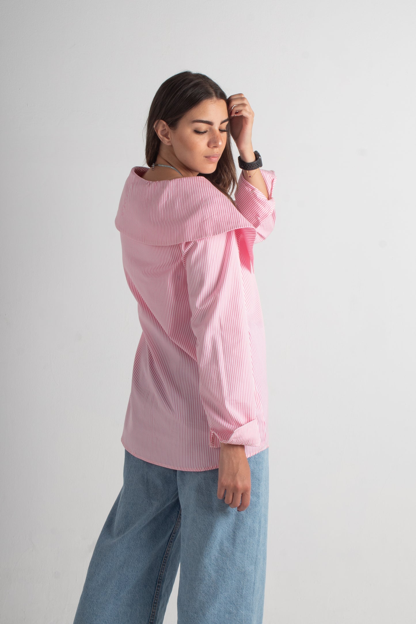 Stripped pink poplin shirt