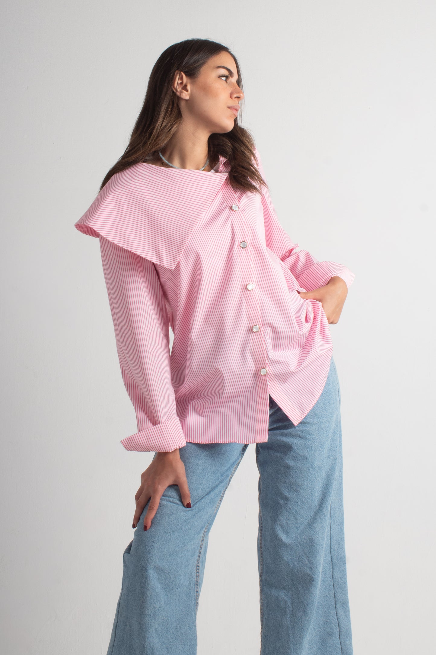 Stripped pink poplin shirt