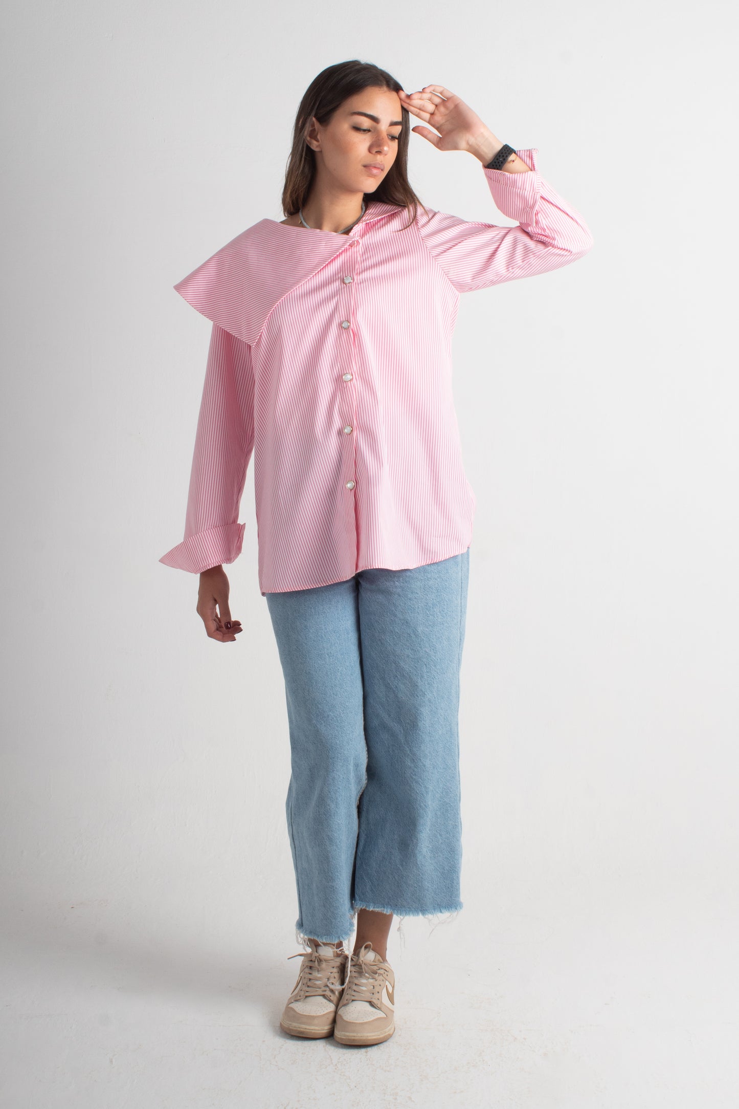 Stripped pink poplin shirt