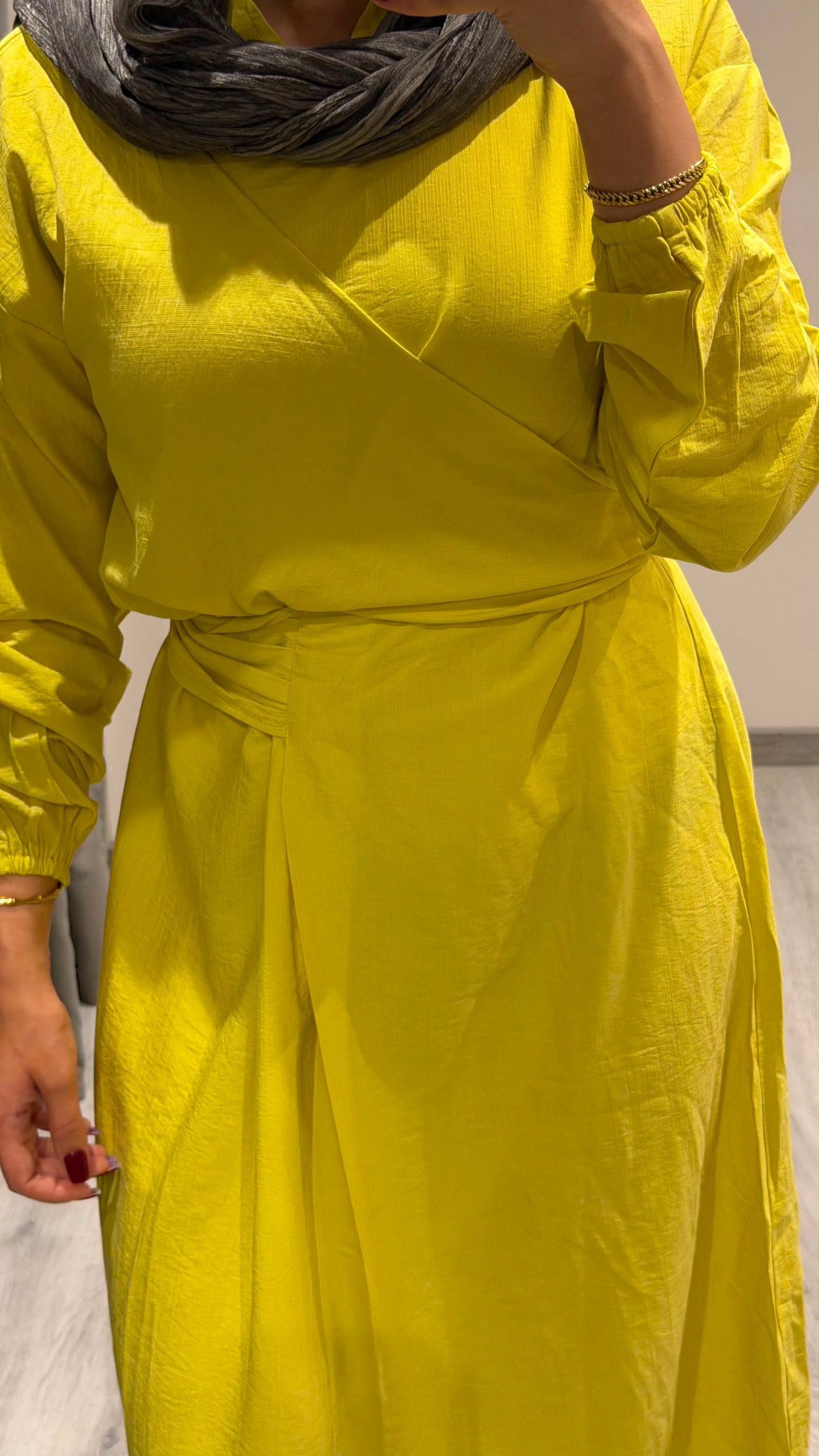 Greece linen dress in yellow