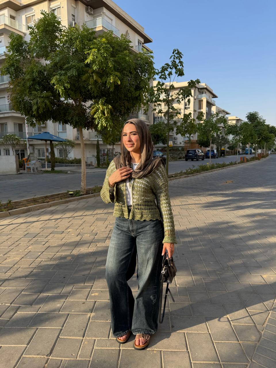Knitted cardigan in olive