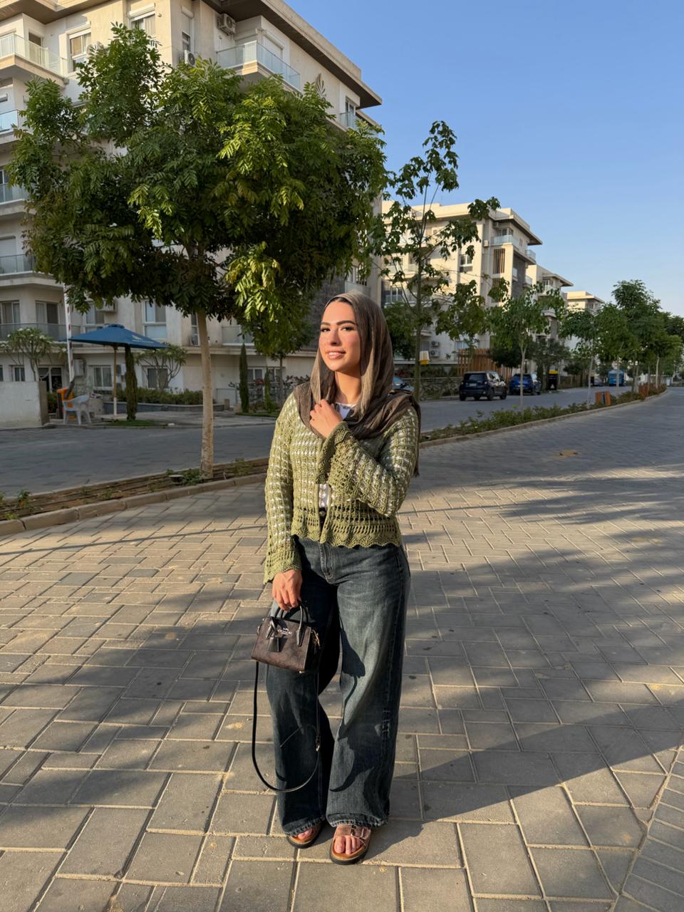 Knitted cardigan in olive