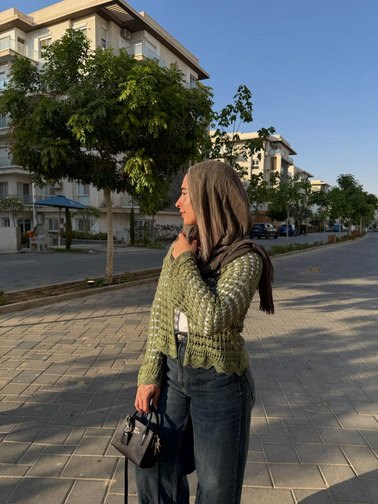 Knitted cardigan in olive