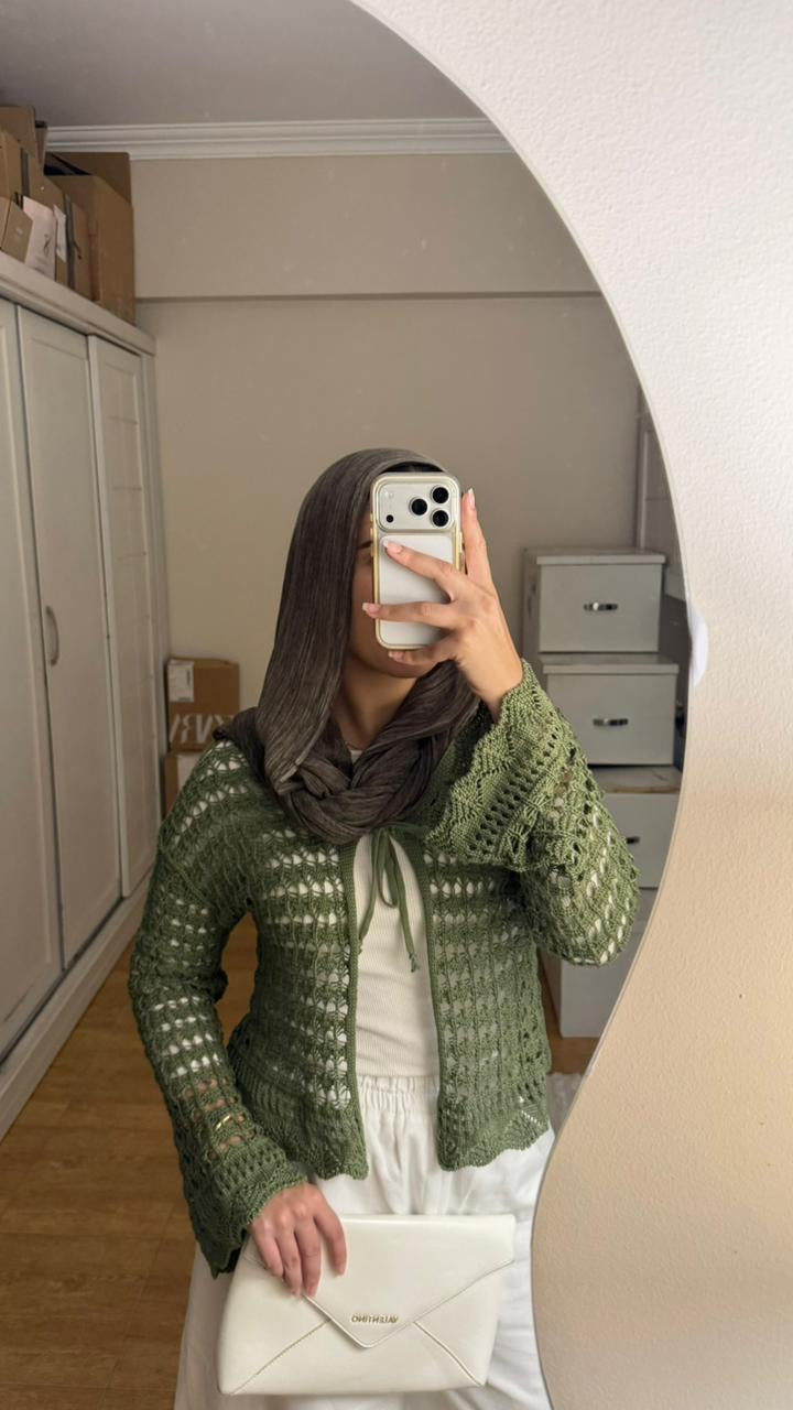 Knitted cardigan in olive