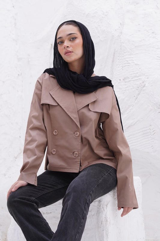 Milky Coffee Colored Gabardine Trench Jacket