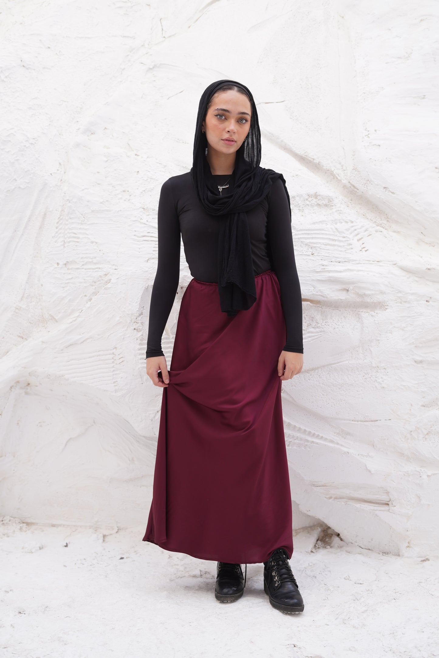 Burgundy Satin skirt