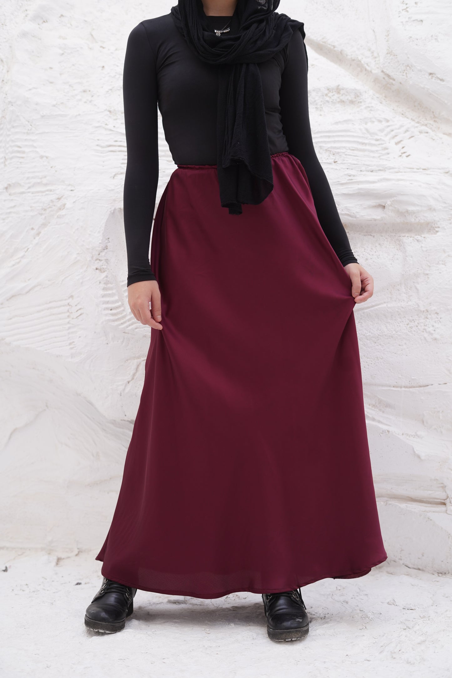 Burgundy Satin skirt