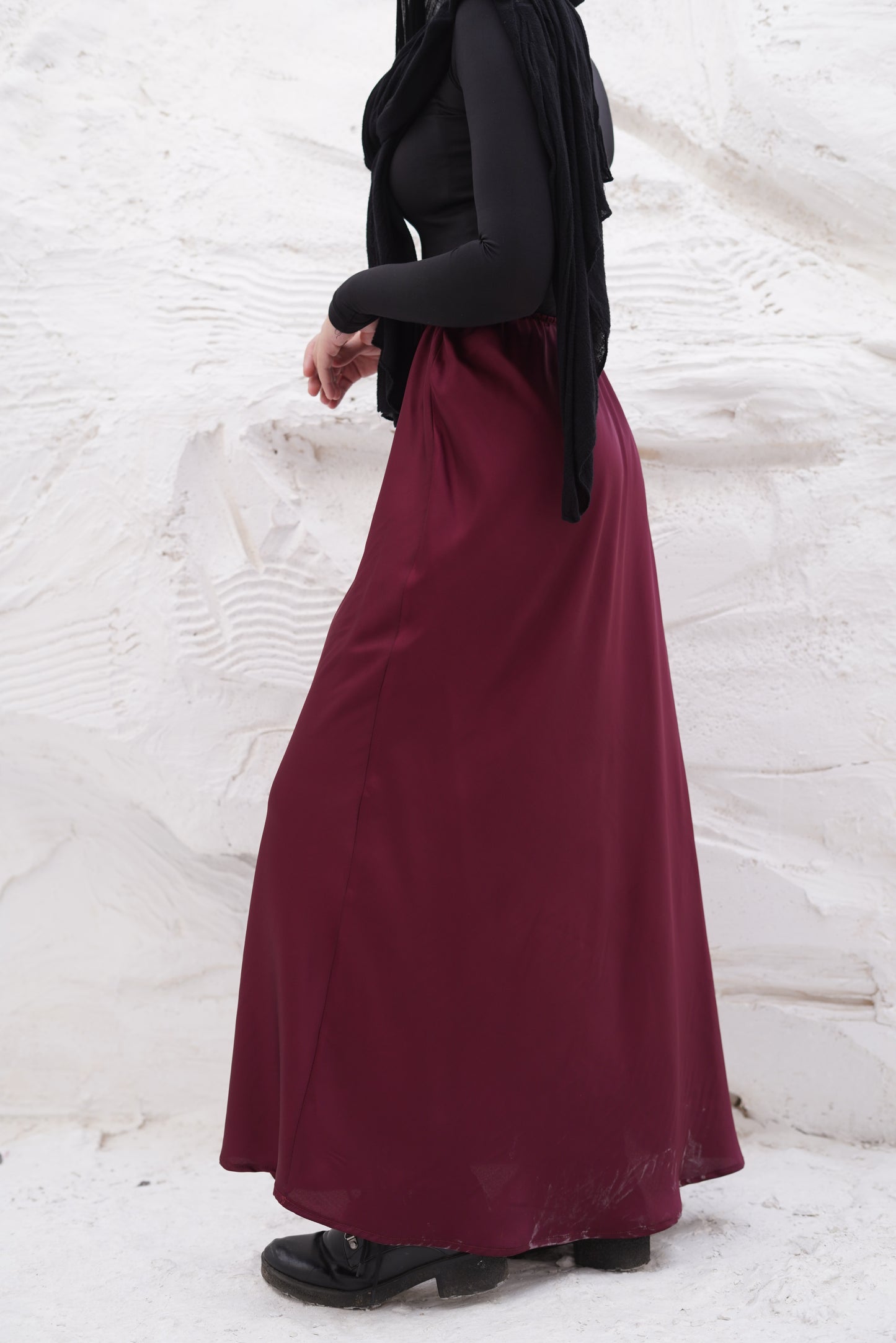 Burgundy Satin skirt