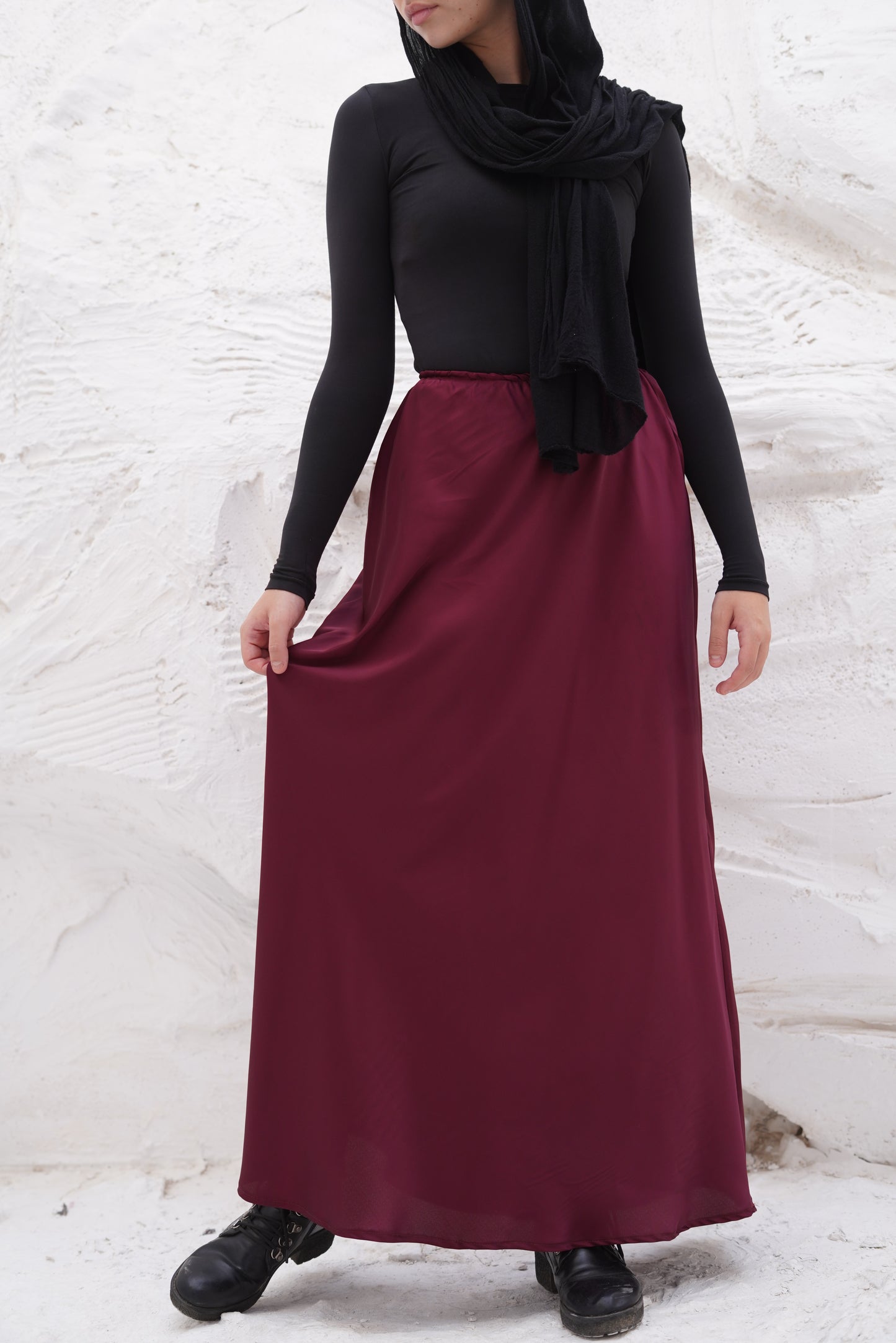 Burgundy Satin skirt