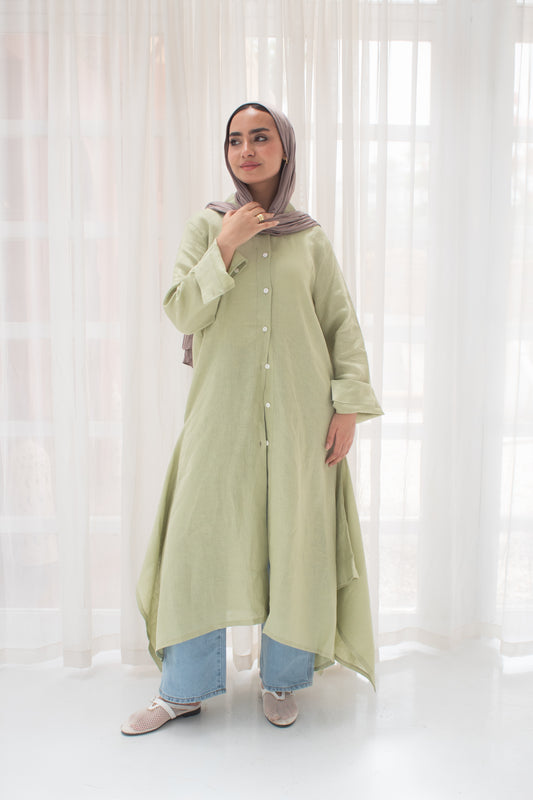 Pistachio pure line long shirt dress