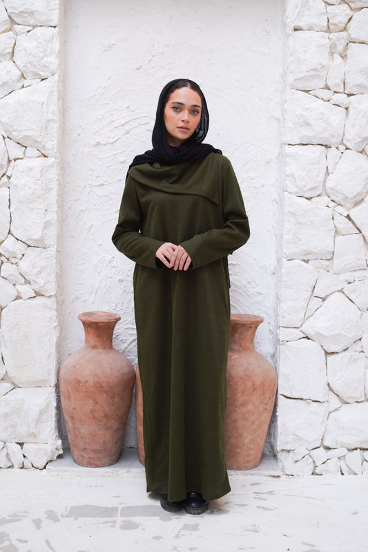 Knitwear Olive Wide Neck Dress