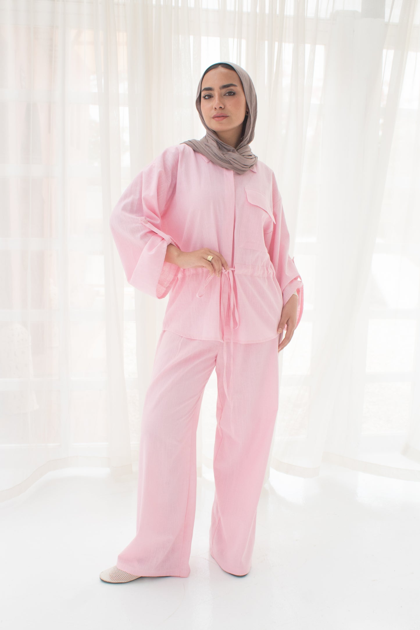 Loly Pink linen set