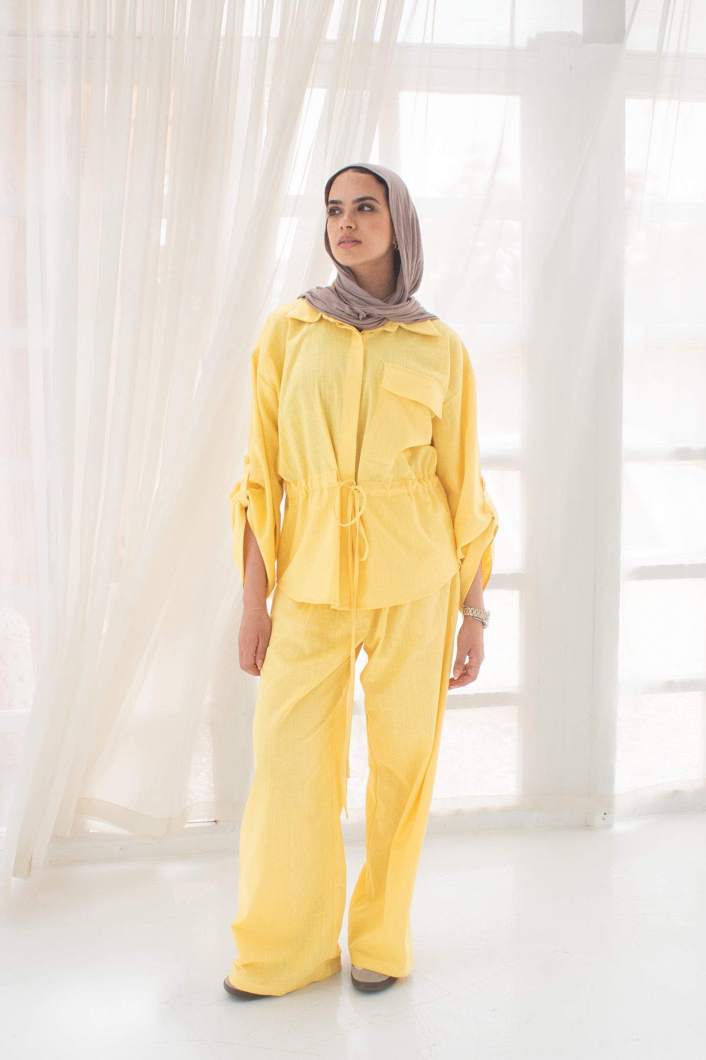 Loly yellow linen set