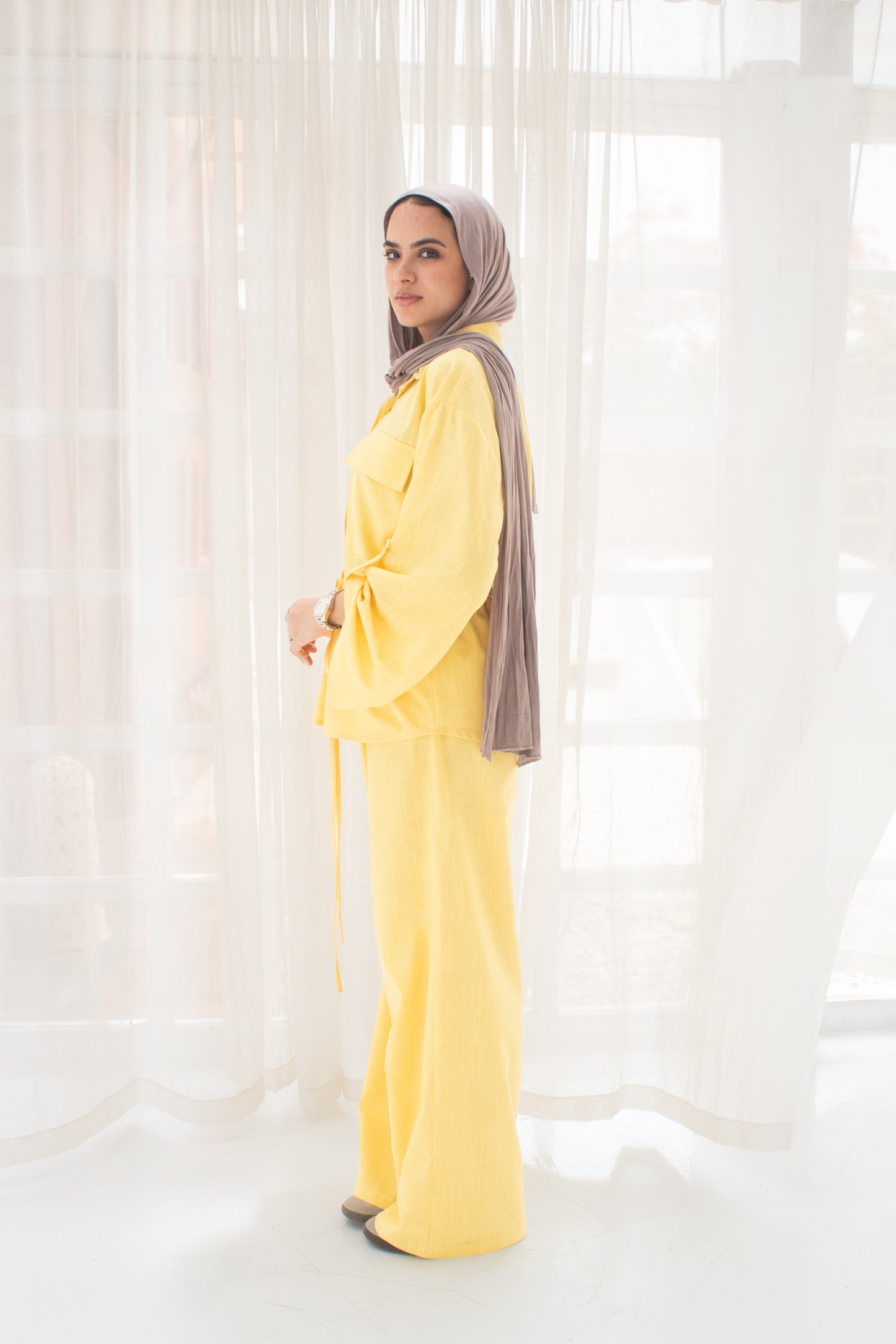 Loly yellow linen set