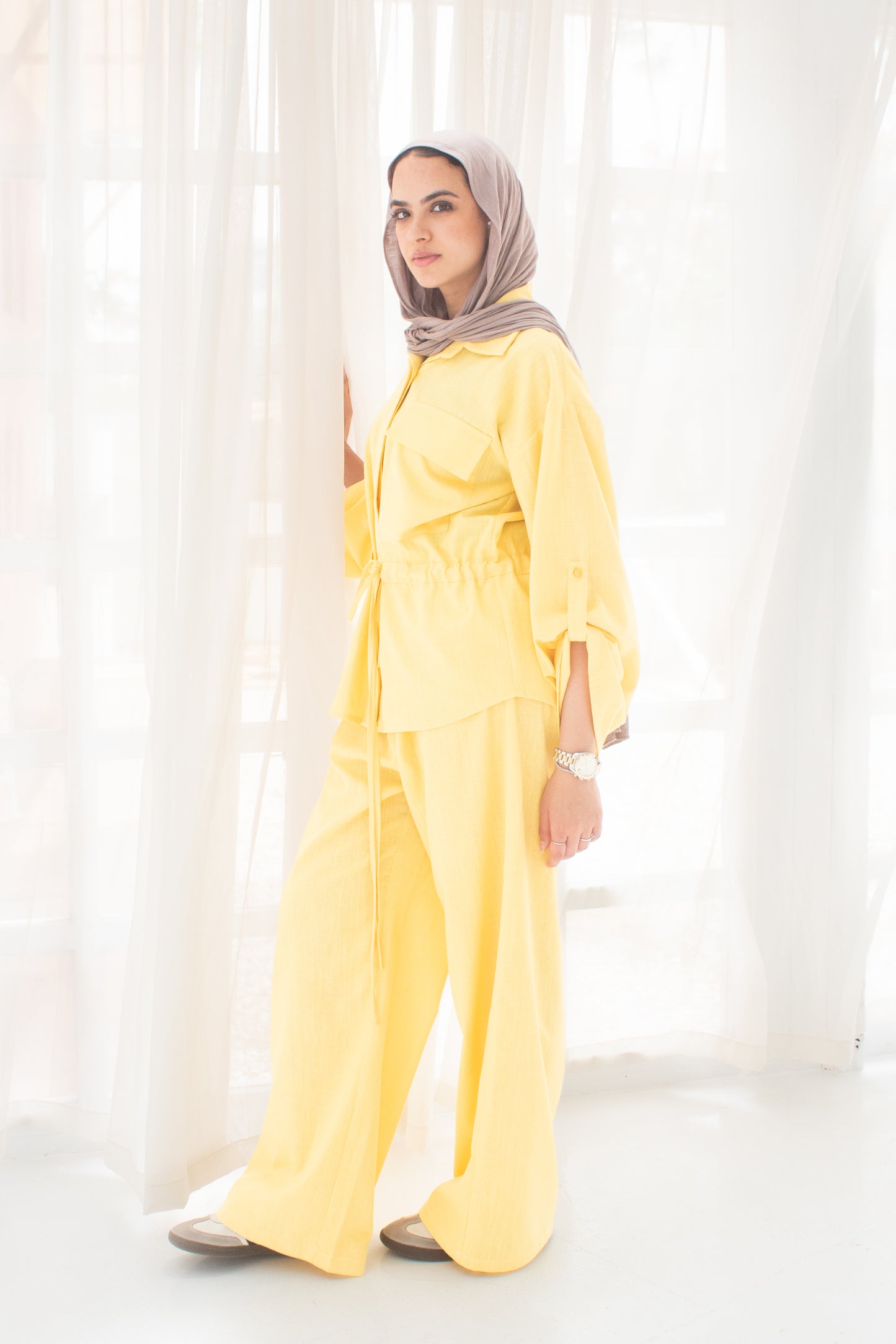 Loly yellow linen set
