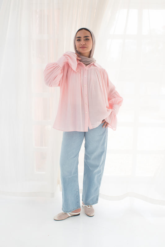 Memy fluffy blouse in light pink