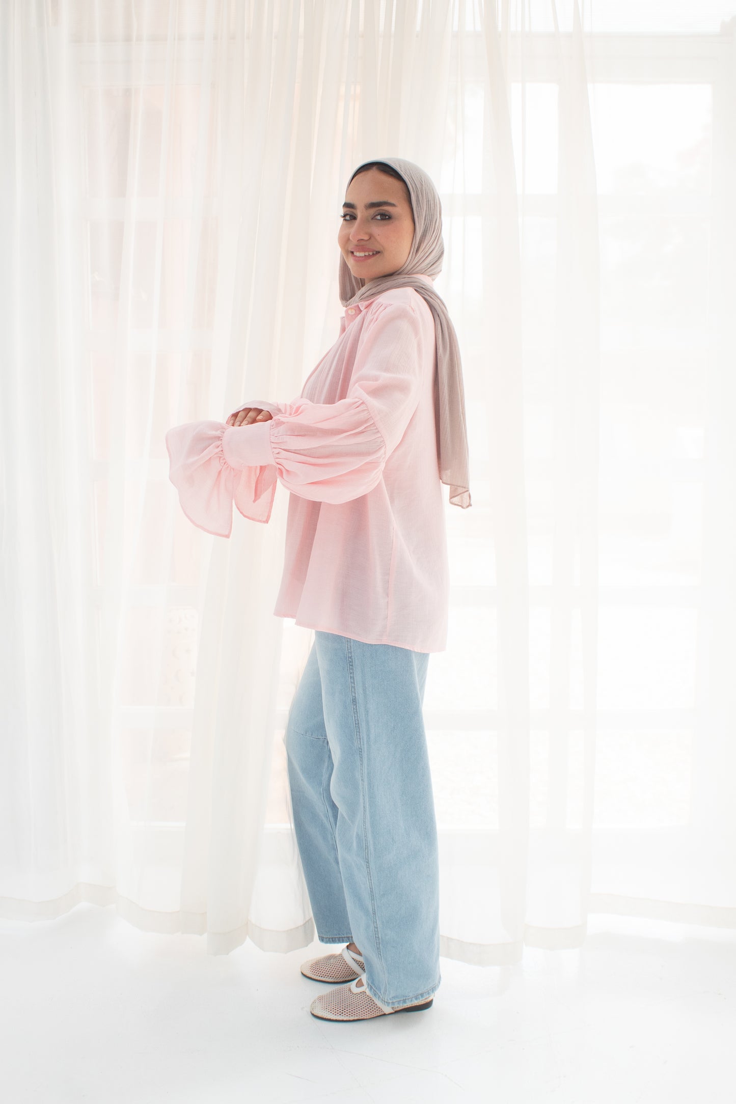 Memy fluffy blouse in light pink