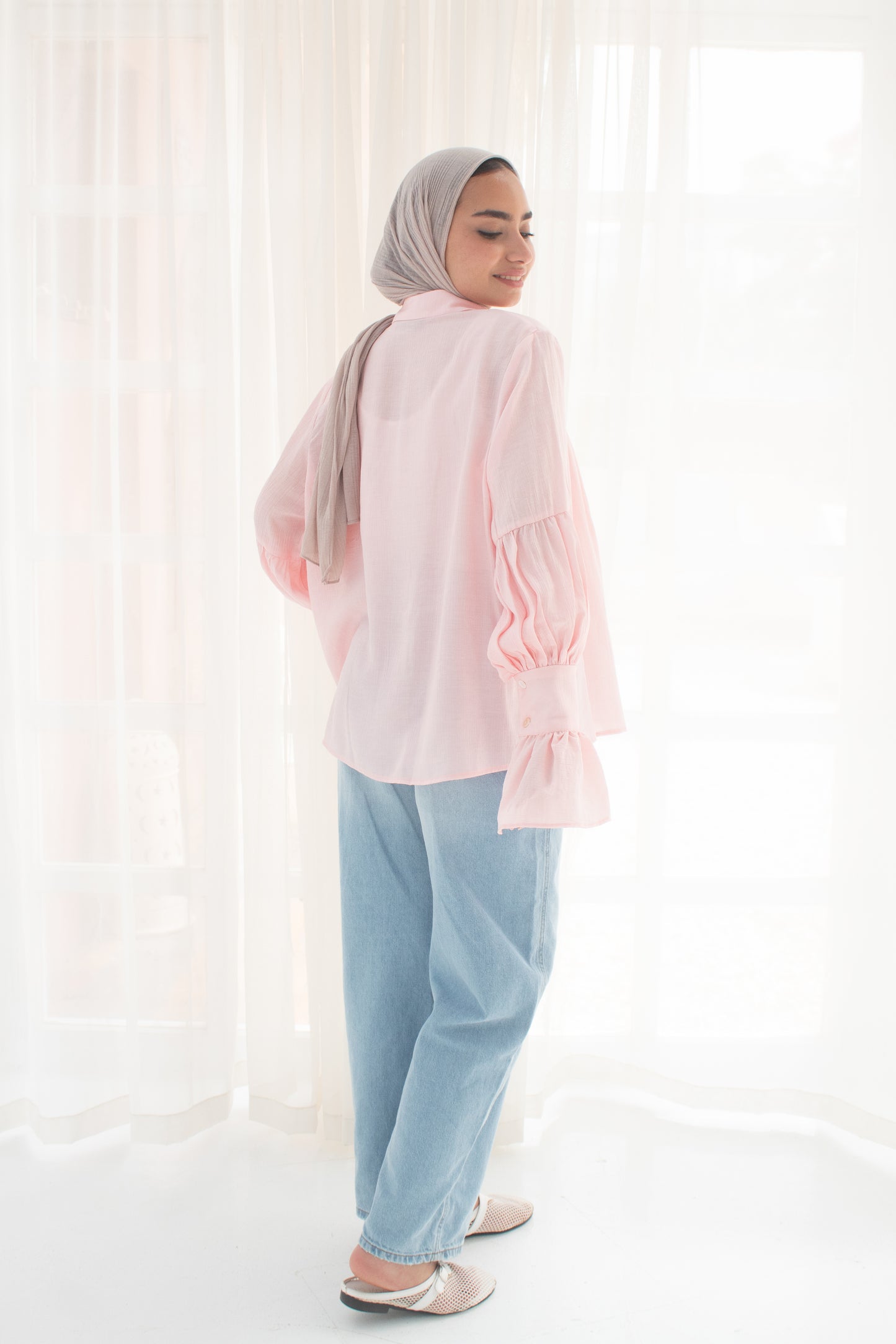 Memy fluffy blouse in light pink