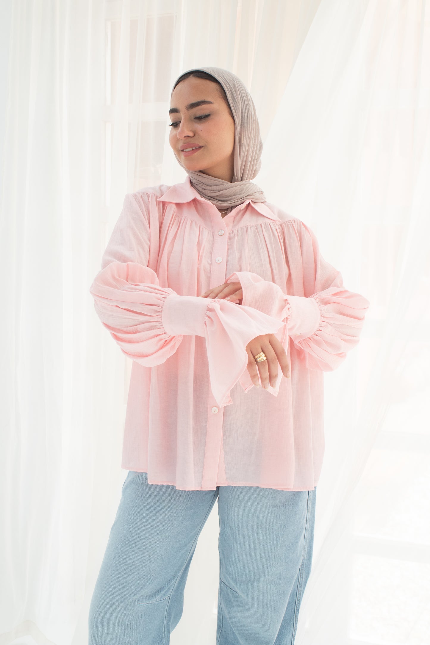 Memy fluffy blouse in light pink
